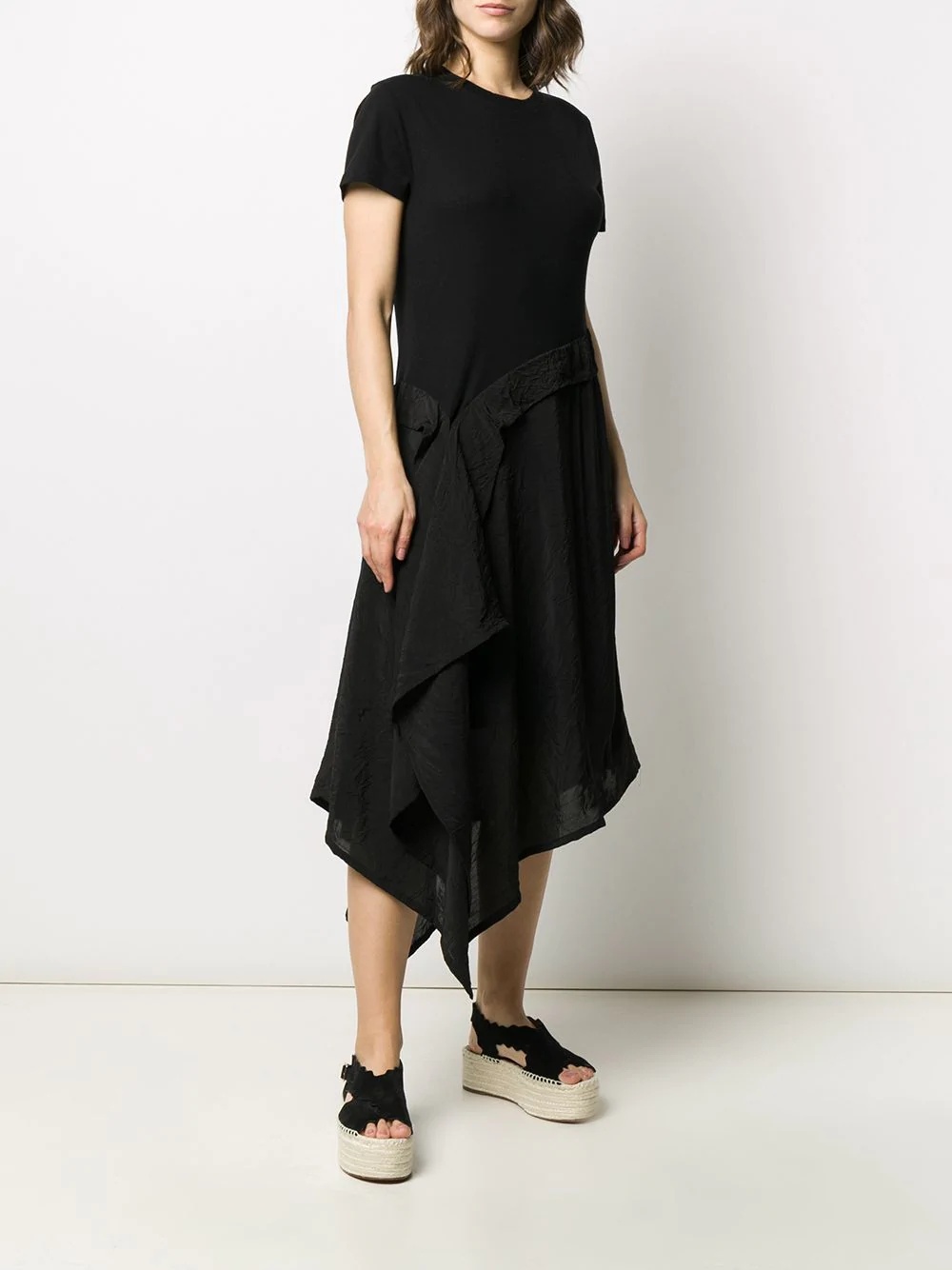 asymmetric draped midi-dress - 3