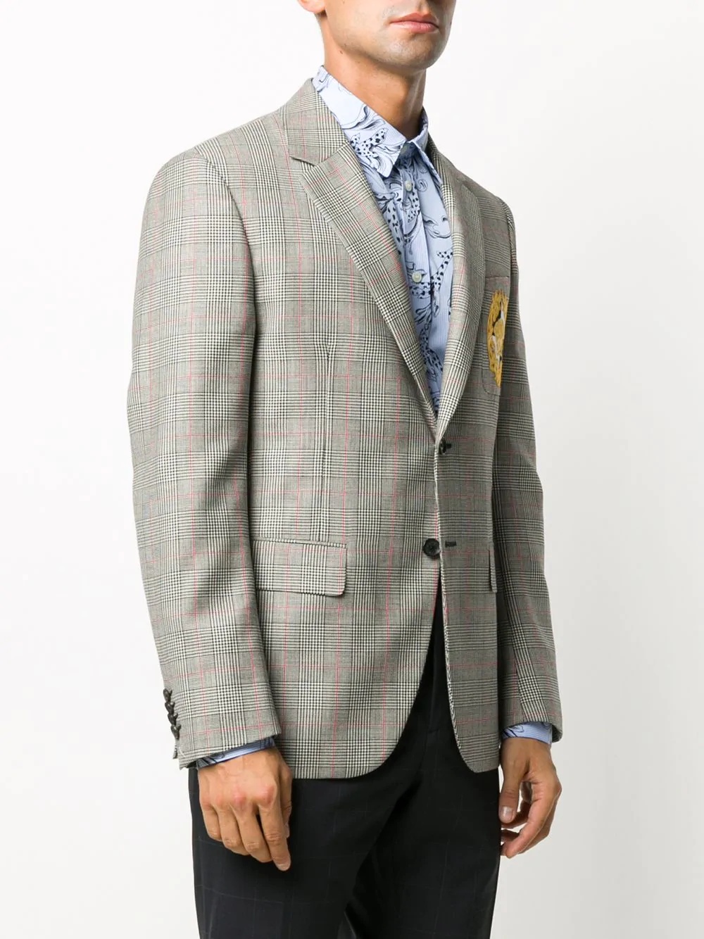 Medusa patch checked blazer - 3