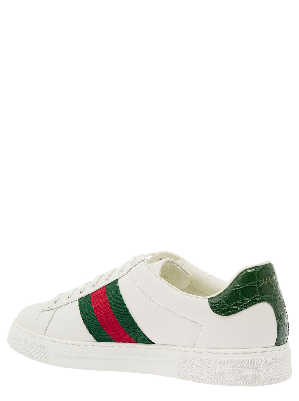 Gucci Men 'Ace' White Low Top Sneakers With Web Details In Leather Man - 3