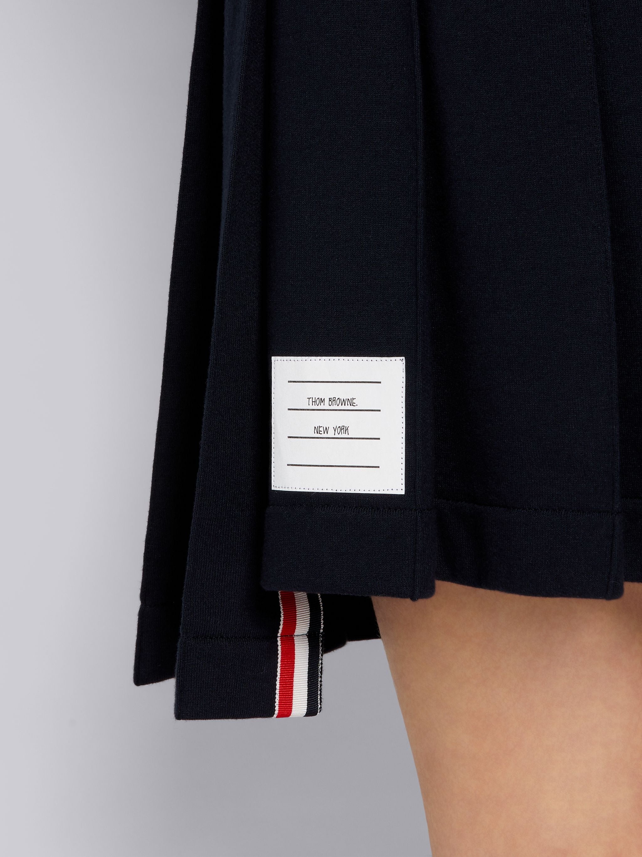 Navy Cotton Loopback Pleated Mini Skirt - 5