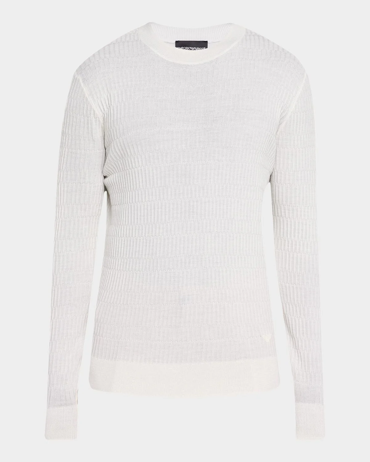 Men's Wool Bar-Stitched Crewneck Sweater - 1