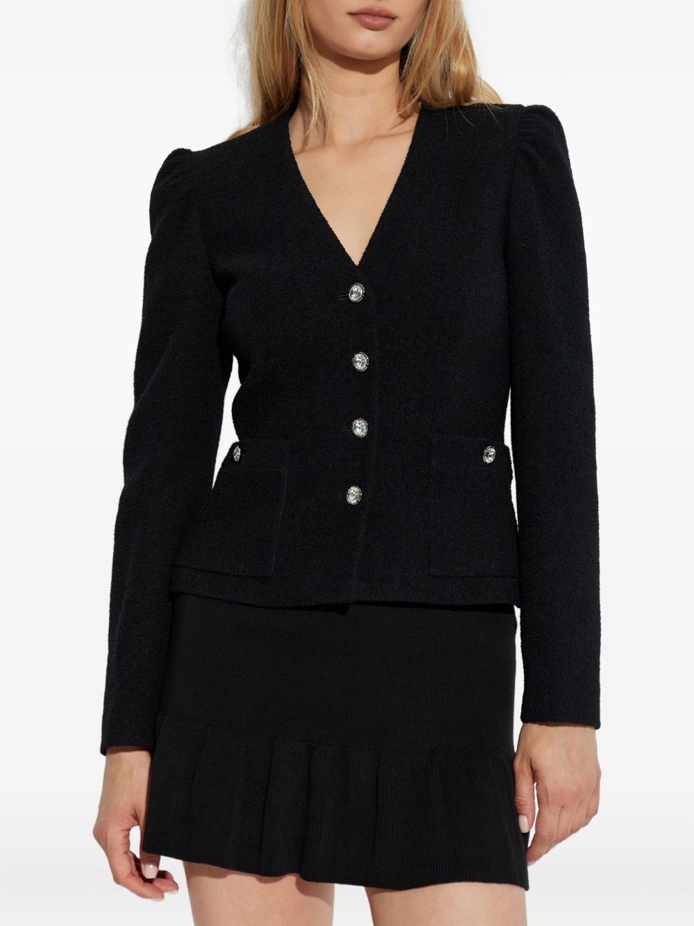 v-neck fitted jacket - 3