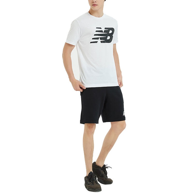 New Balance Men's New Balance Knit Breathable Athleisure Casual Sports LOGO Printing Short Sleeve Wh - 2