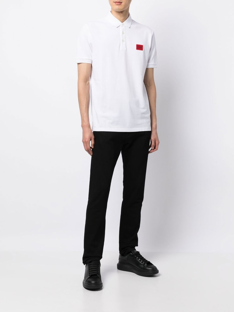 HUGO logo-patch cotton polo shirt outlook