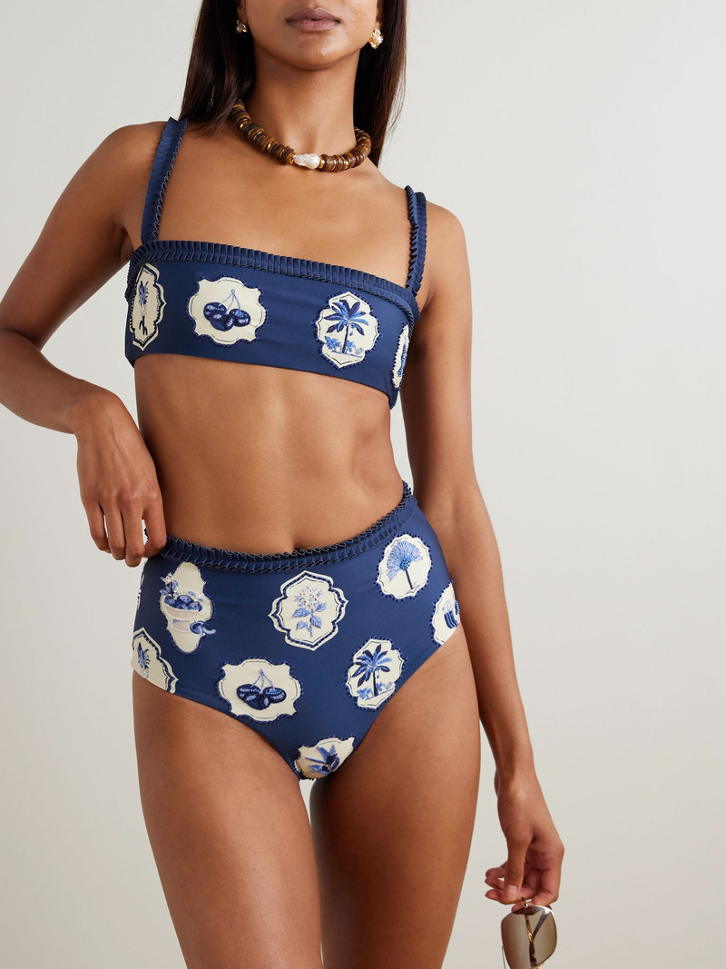 Agua by Agua Bendita Nopal Wild embellished printed recycled bikini briefs Navy outlook