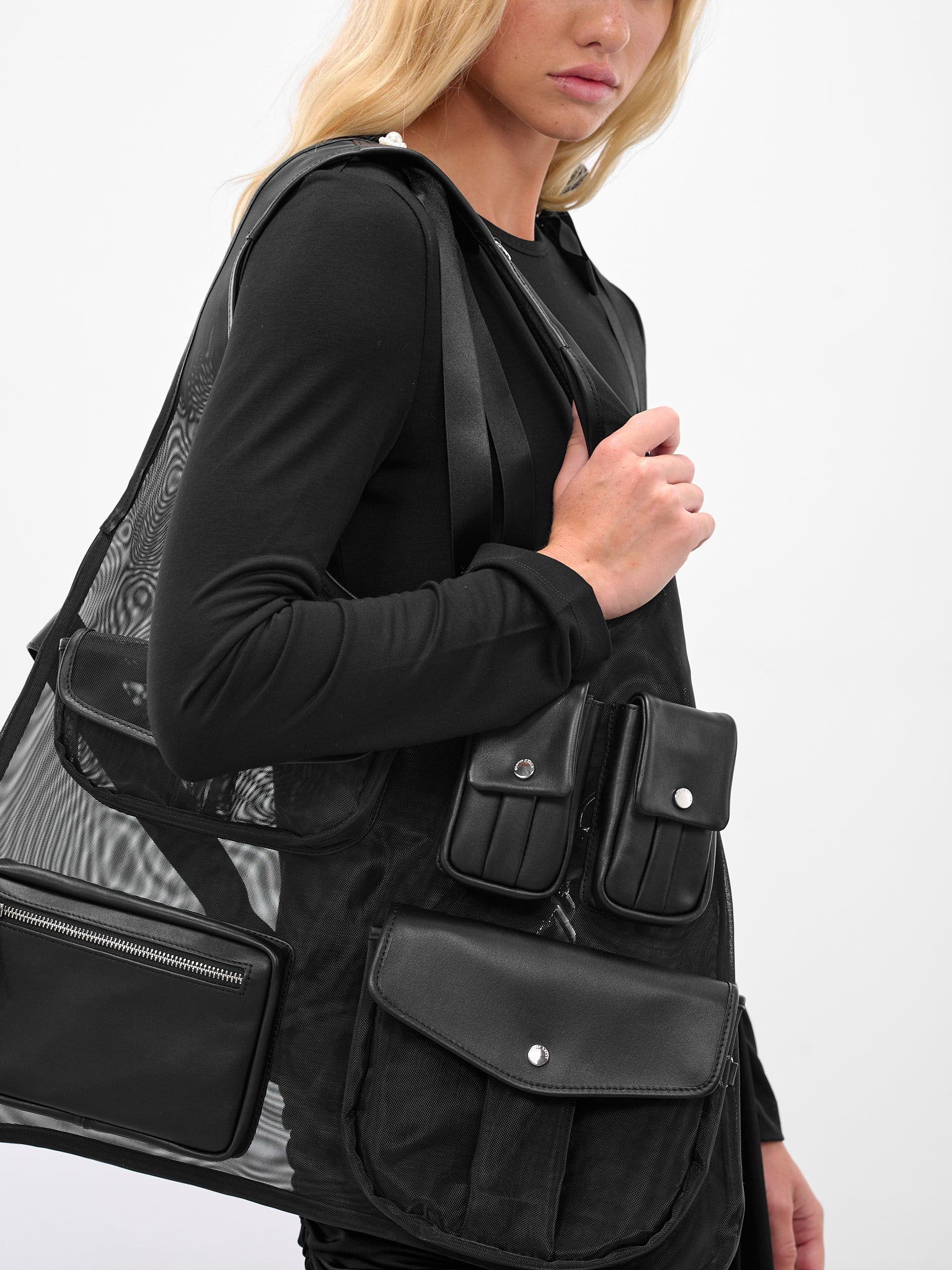 Black Utility Pocket Vest Bag - 4