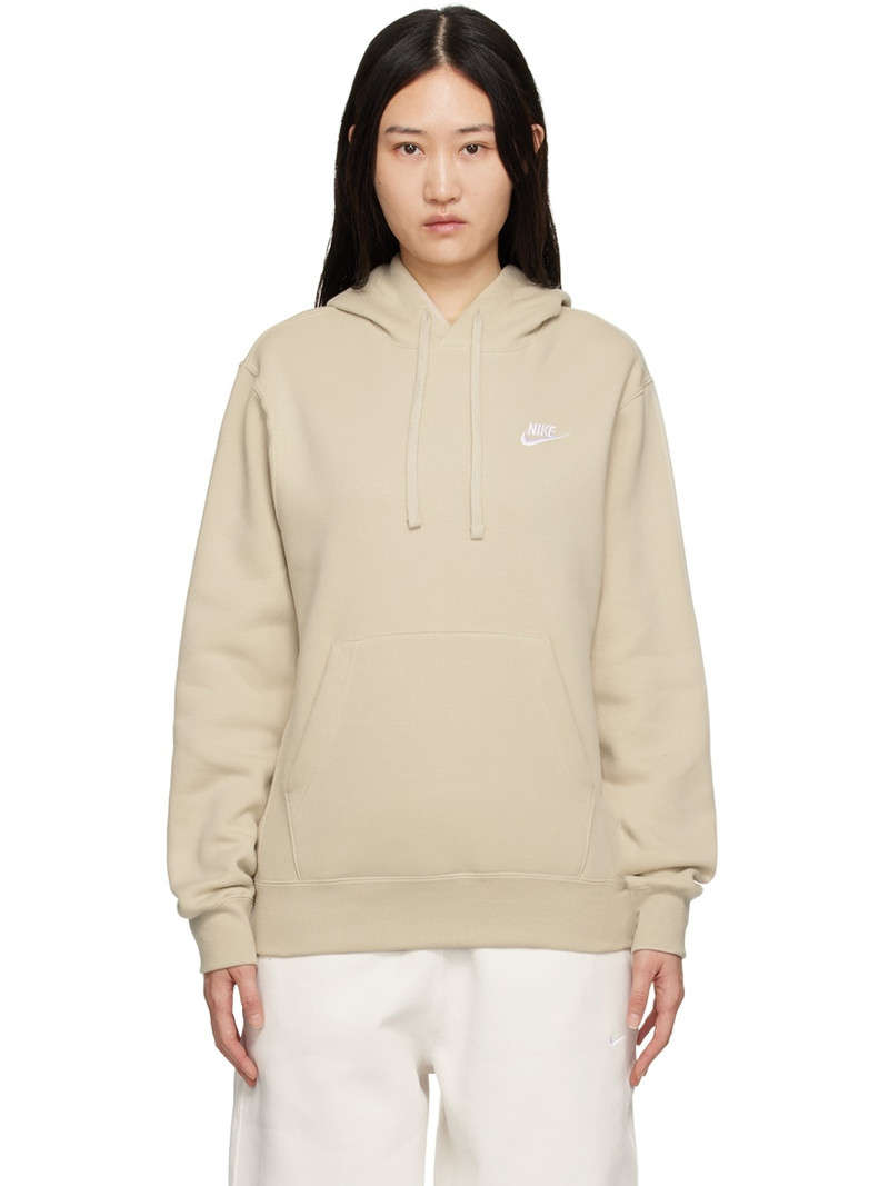 Beige Embroidered Hoodie - 1