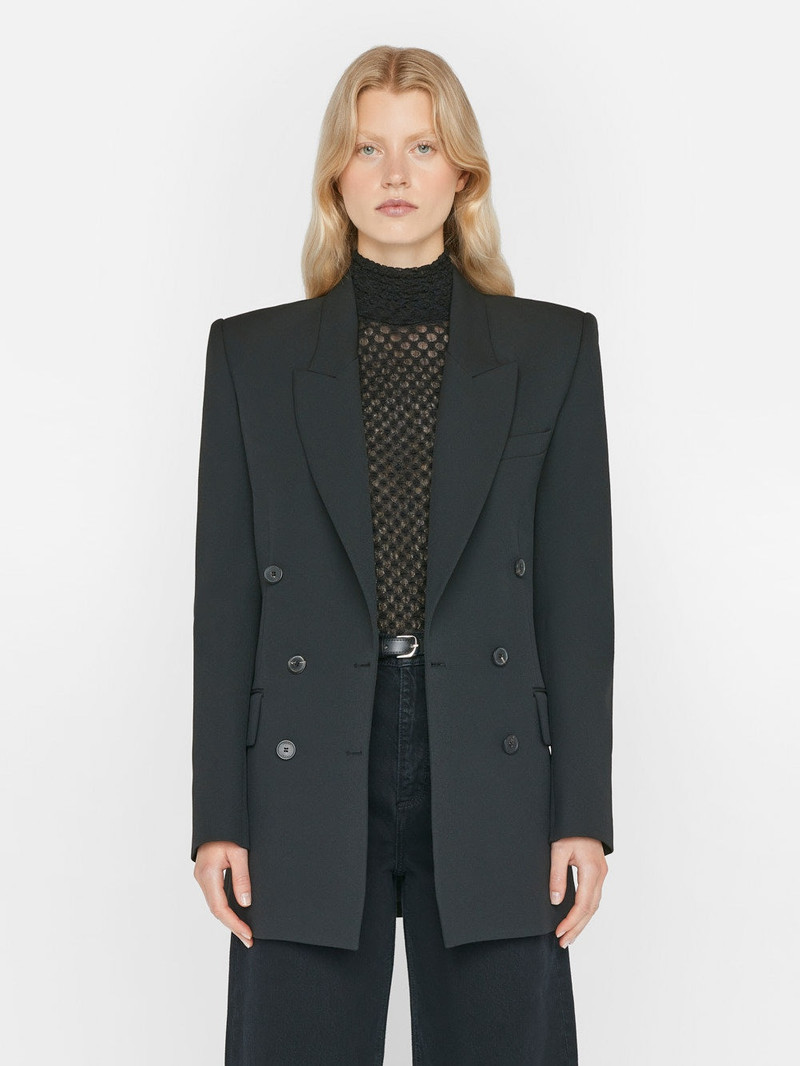 FRAME Double Breasted Slim Blazer in Noir outlook