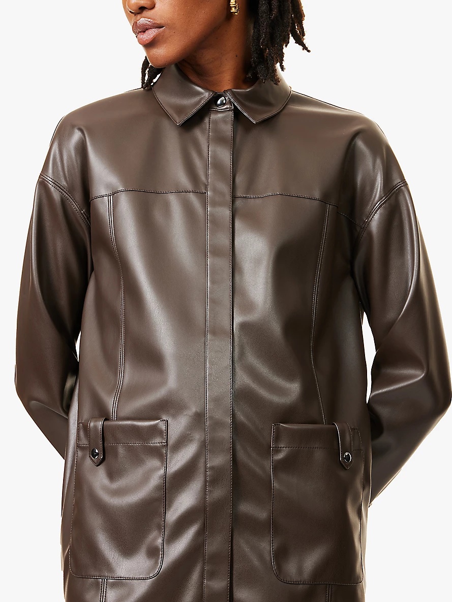 Quantum long-sleeves faux-leather shirt - 5