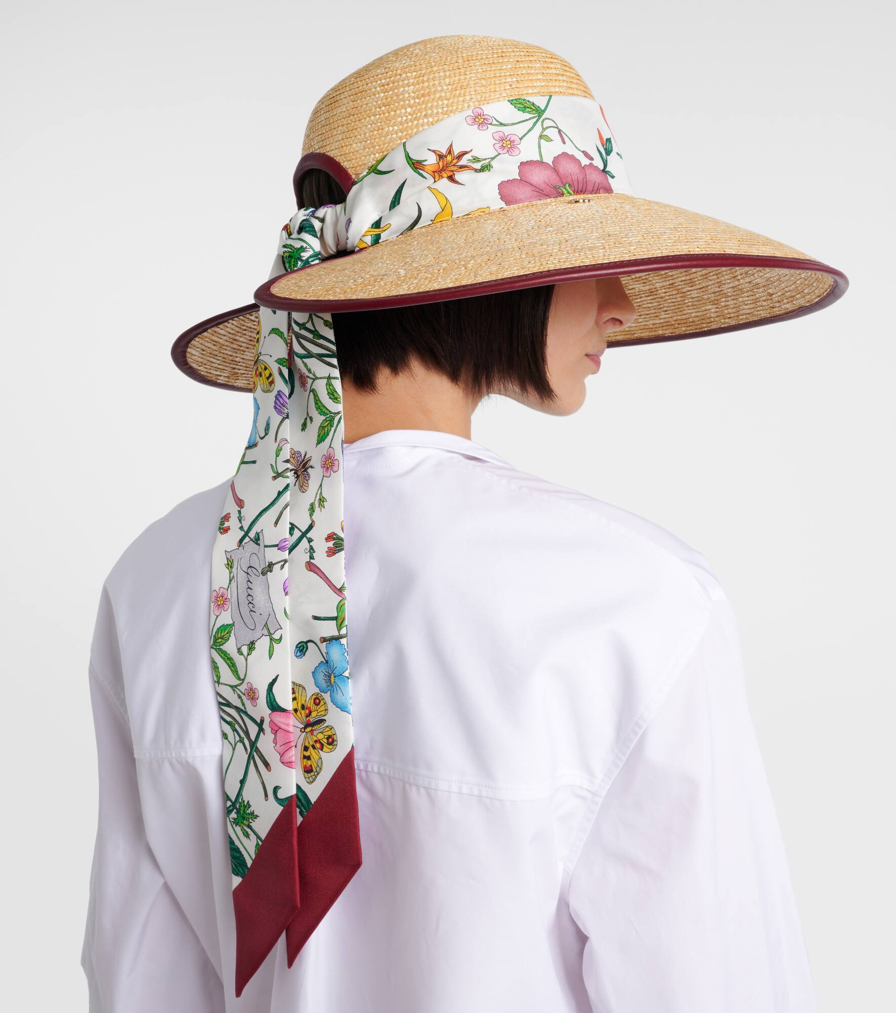 Floral scarf-detail sun hat - 5