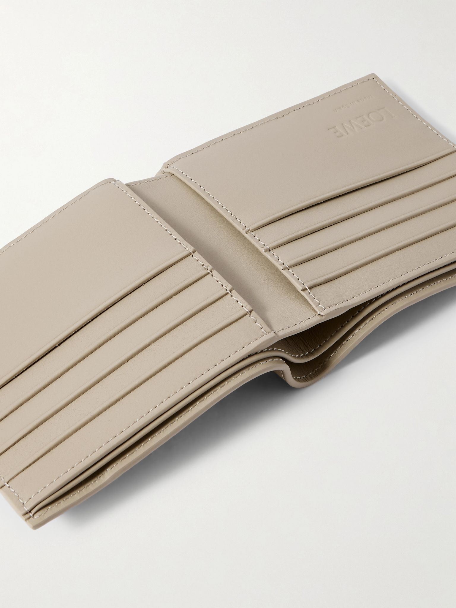 Puzzle Logo-Embossed Leather Billfold Wallet Beige - 4