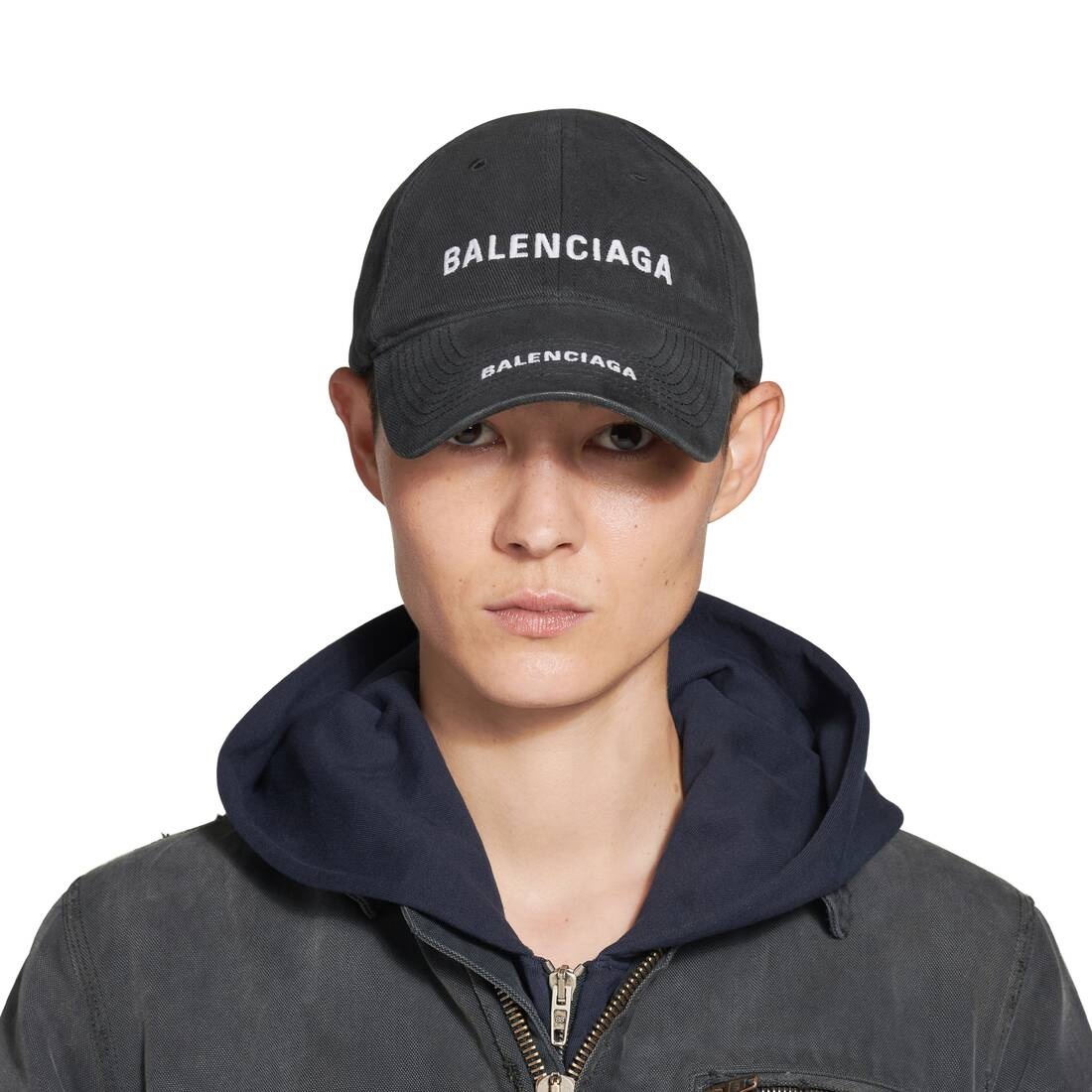 BALENCIAGA Double Logo Cap in Black Faded | REVERSIBLE
