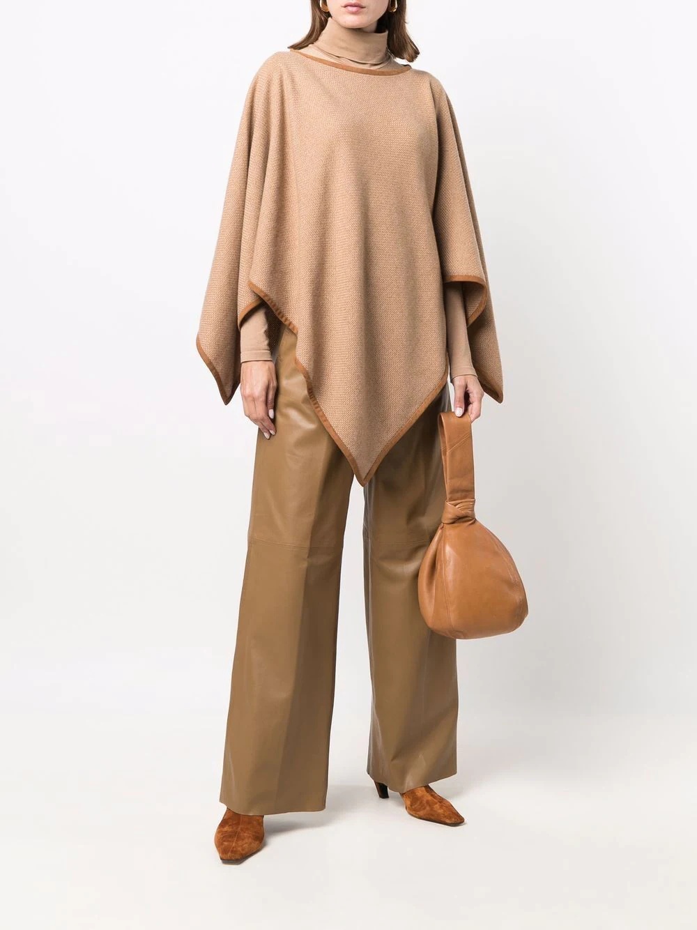 cashmere tonal-trim poncho - 2