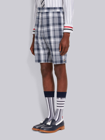 Thom Browne Navy Hairline Madras Check Classic Backstrap Short outlook