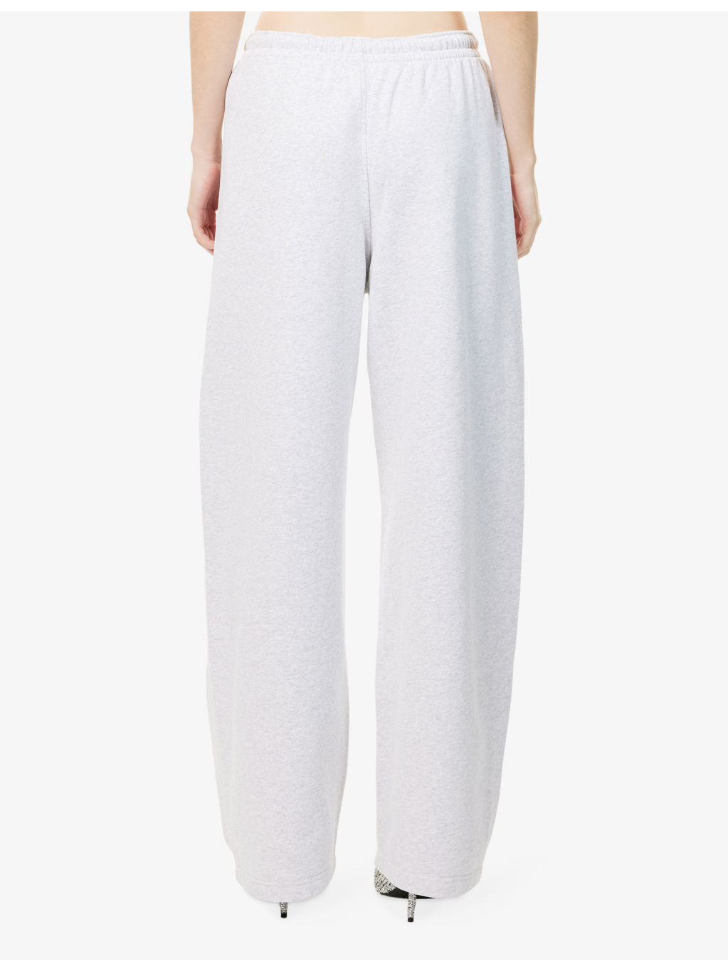 Rhinestone Drawcord Wide-Leg Cotton-Jersey Jogging Bottoms - 4