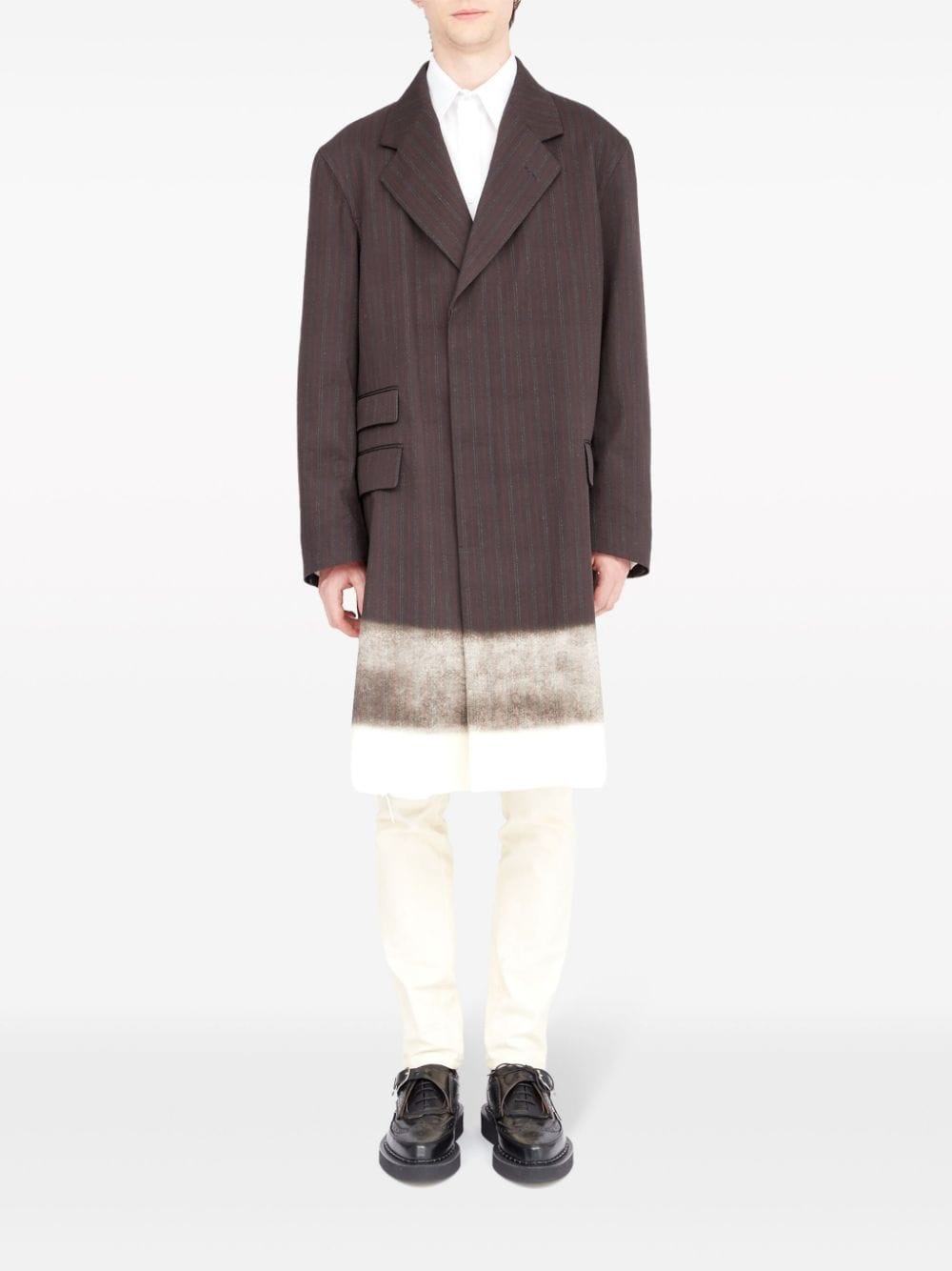 trompe l'oeil-print cotton coat - 2