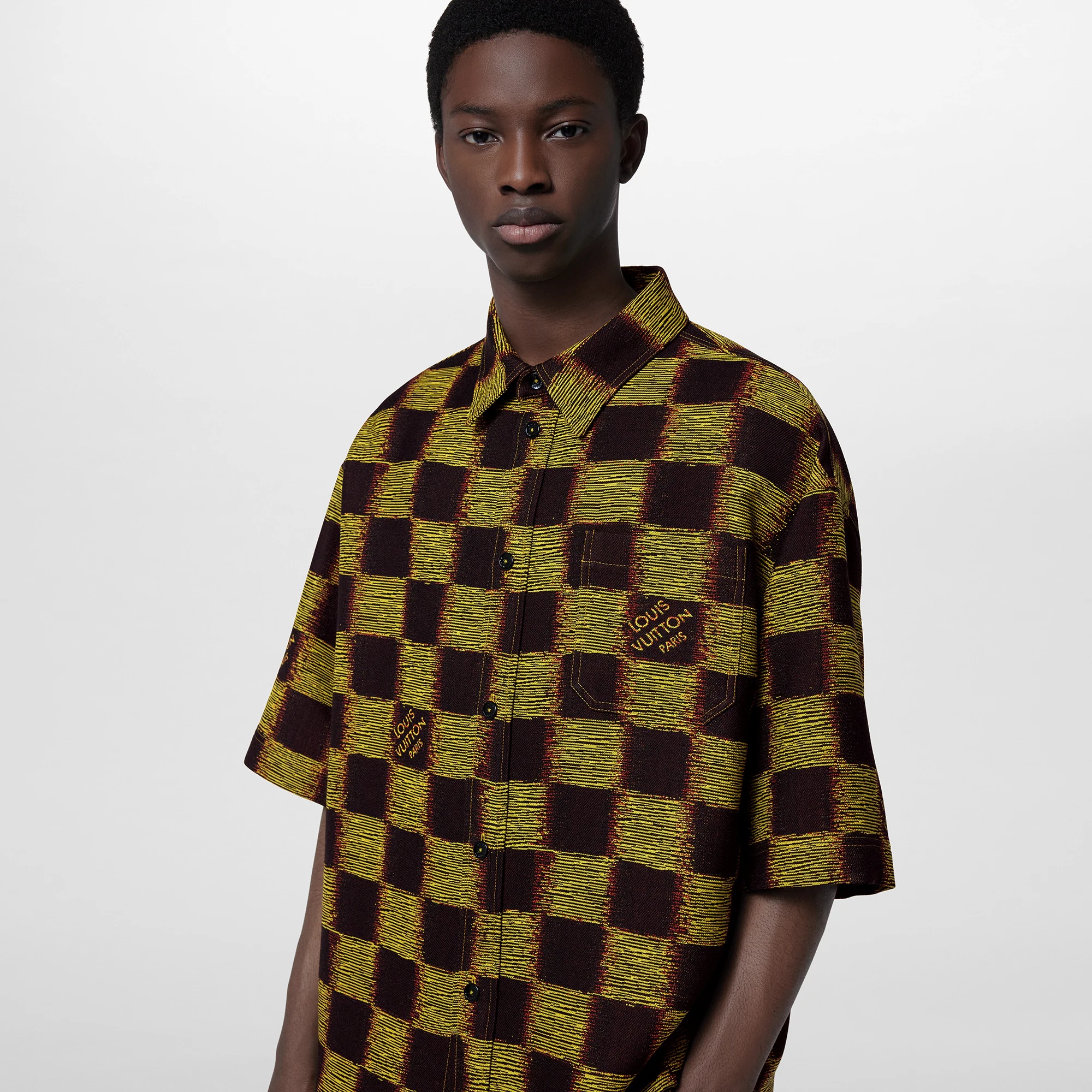 Short-Sleeved Damier Wool Shirt - 5