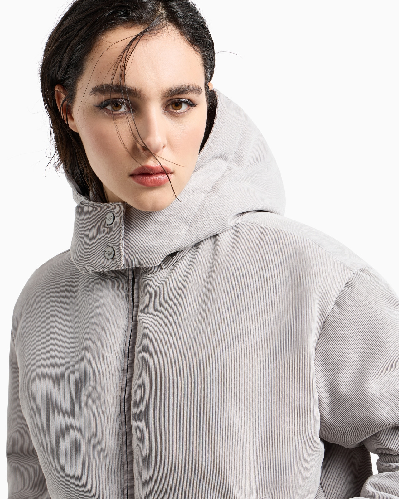 ASV water-repellent corduroy down jacket with hood and recycled down - 5