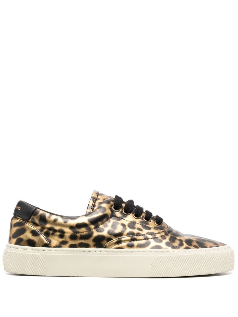 SAINT LAURENT Venice leopard-print low-top sneakers outlook