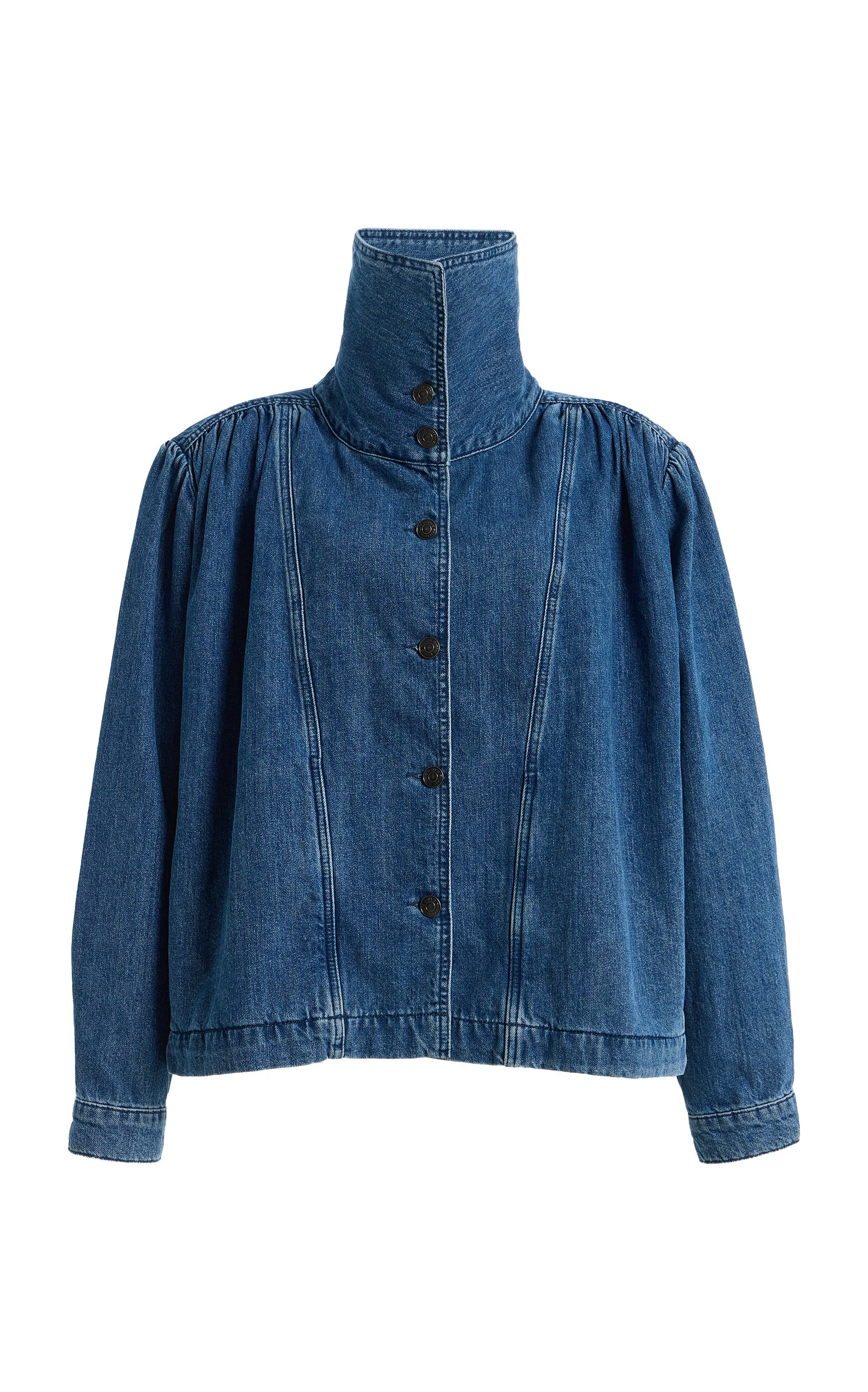 Gathered Denim Jacket blue - 1