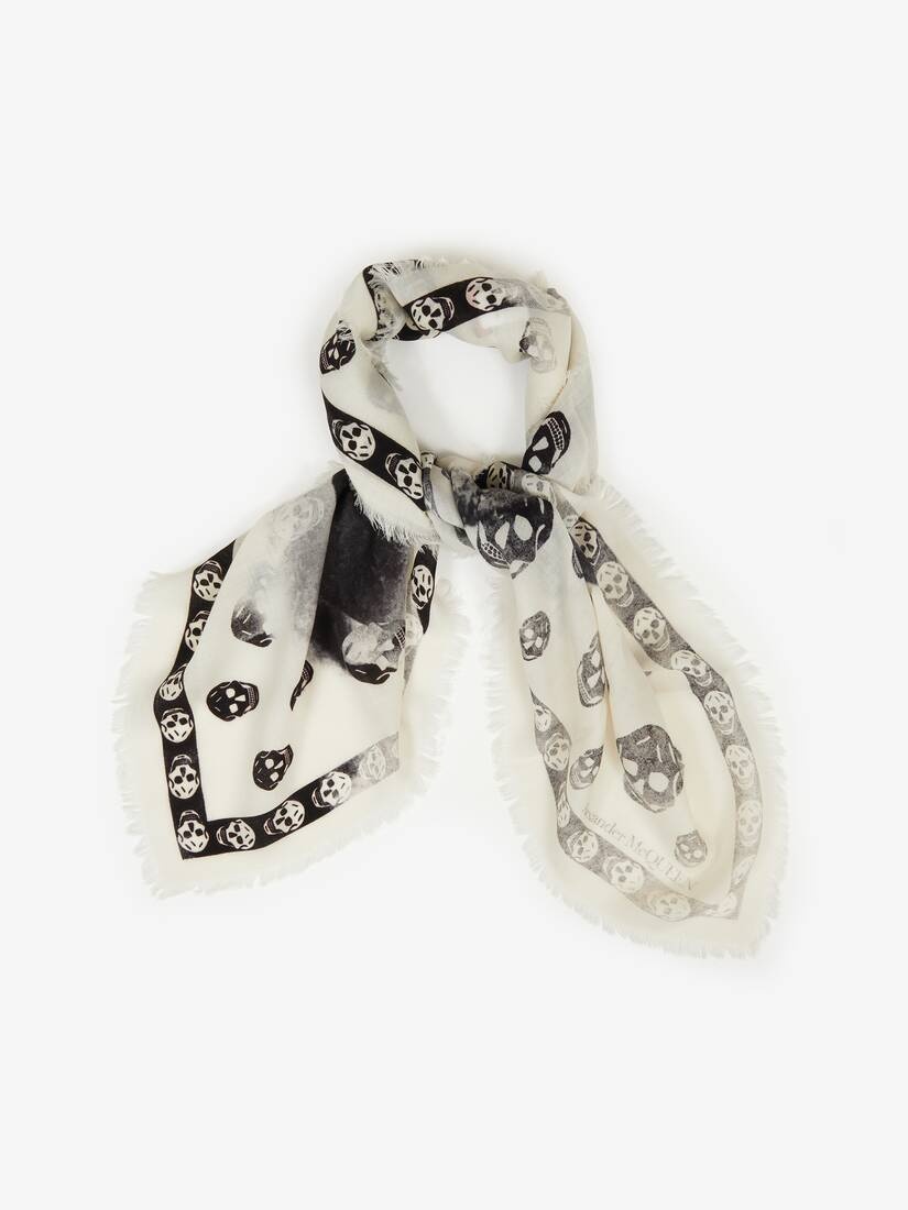 Women's Orchid Classic Skull Foulard in Ivory/black - 2