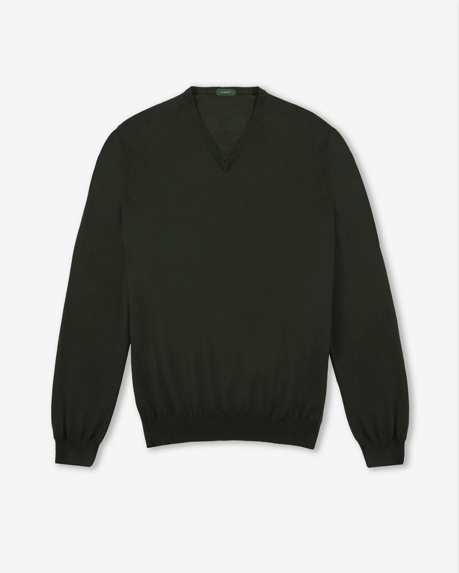 Slim-fit V-neck sweater in certified Flexwool - 1