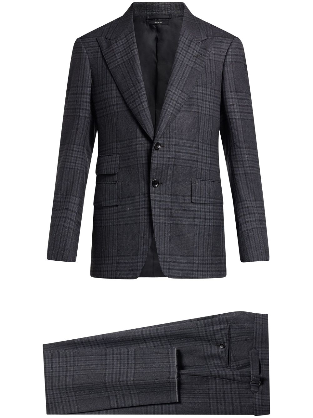 check-pattern single-breasted suit - 1