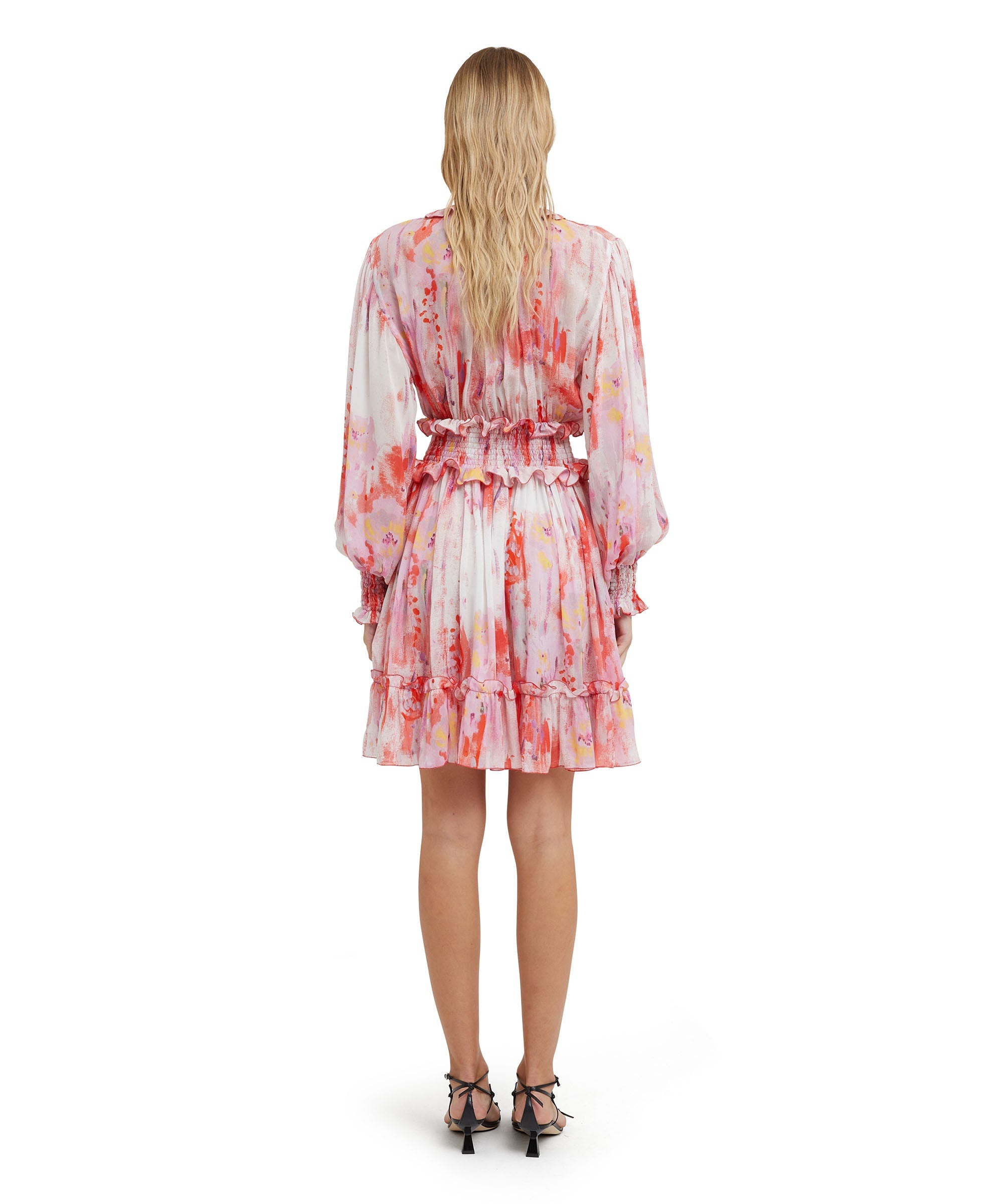 Short dress with georgette "artsy flower" print - 3