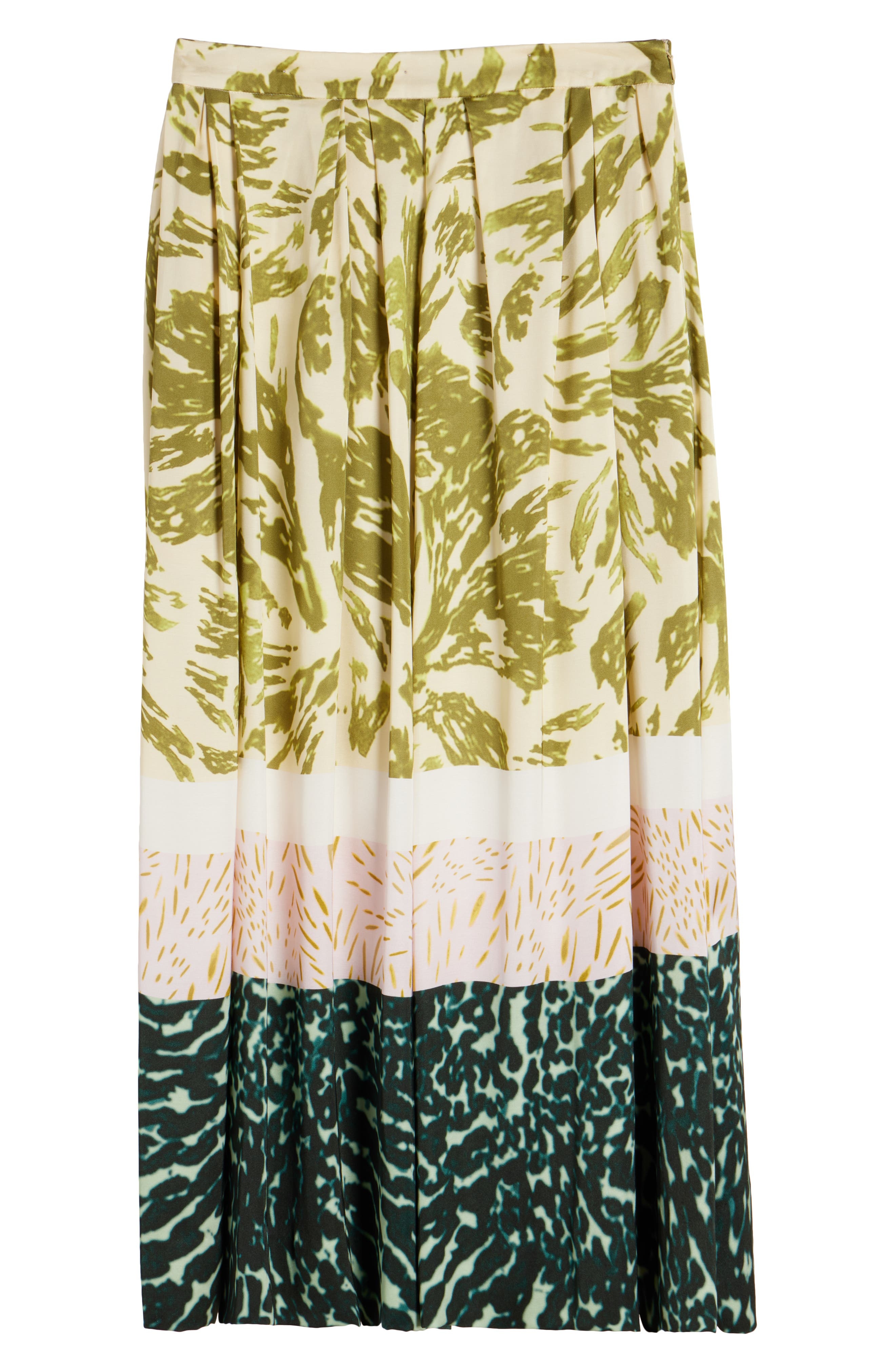 Dries Van Noten Mixed Print A-Line Midi Skirt in Khaki at Nordstrom - 6