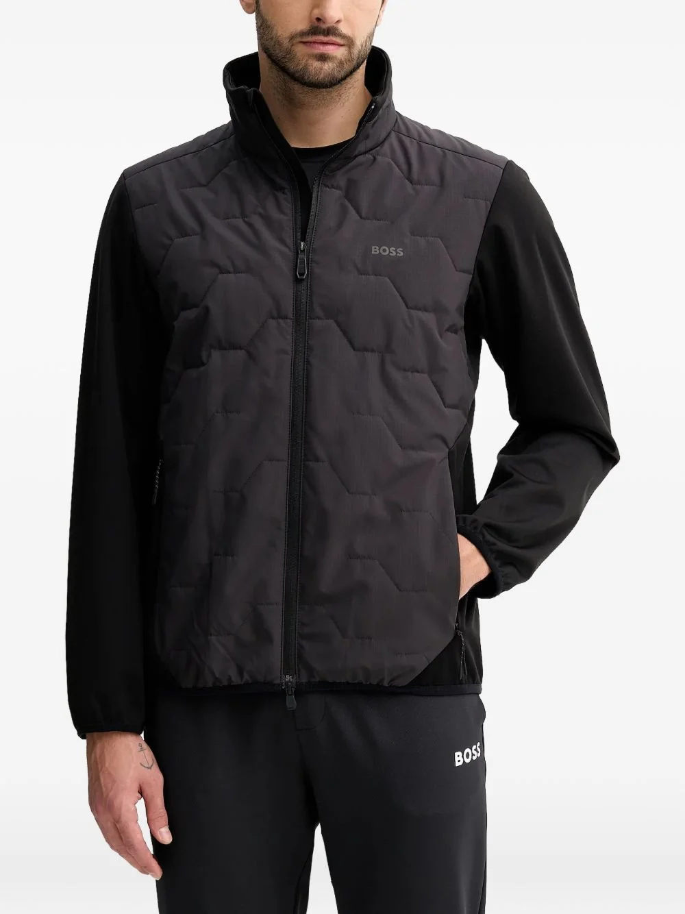 quilted logo jacket - 1