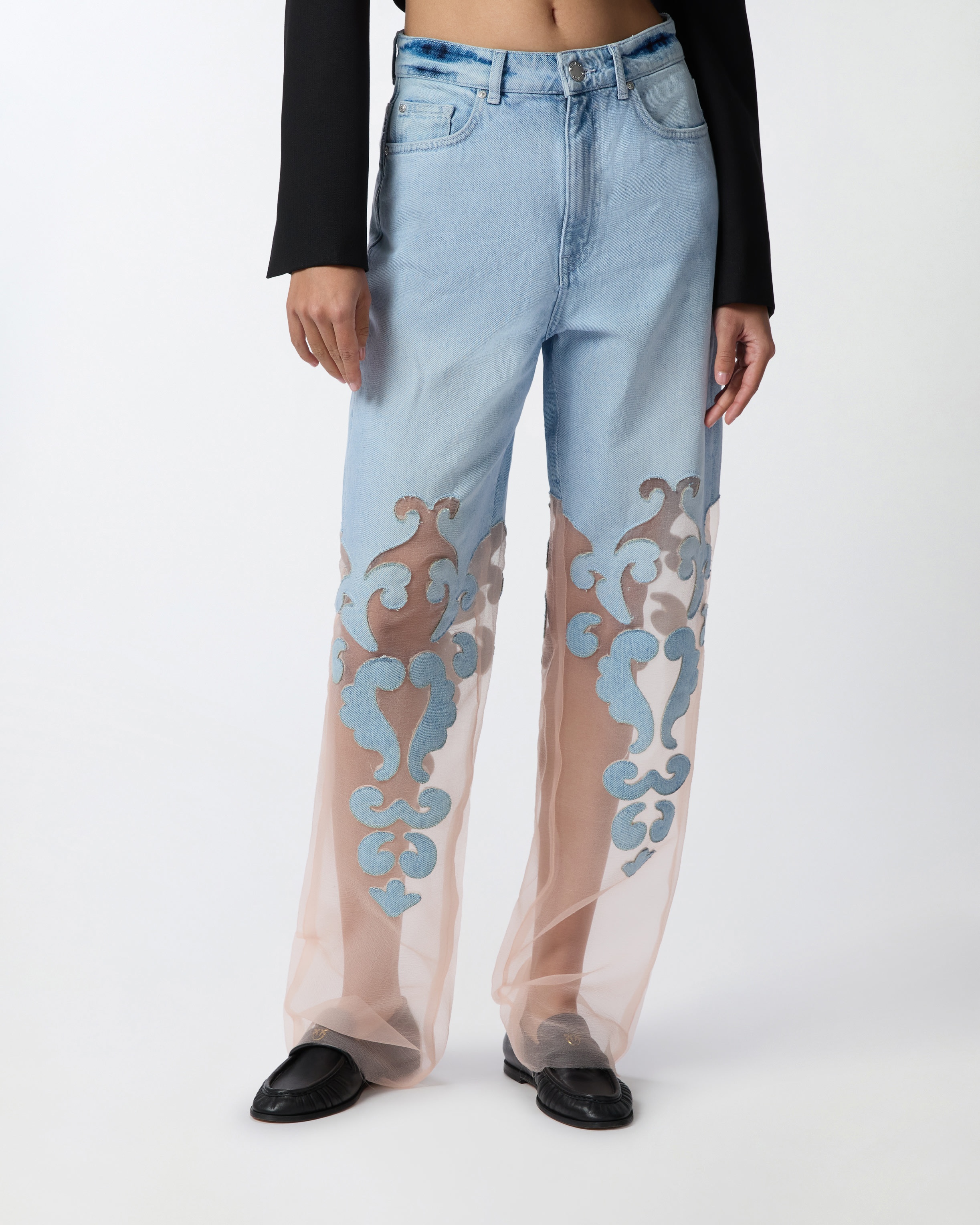 LOOSE JEANS WITH TRANSPARENT ORGANZA - 3