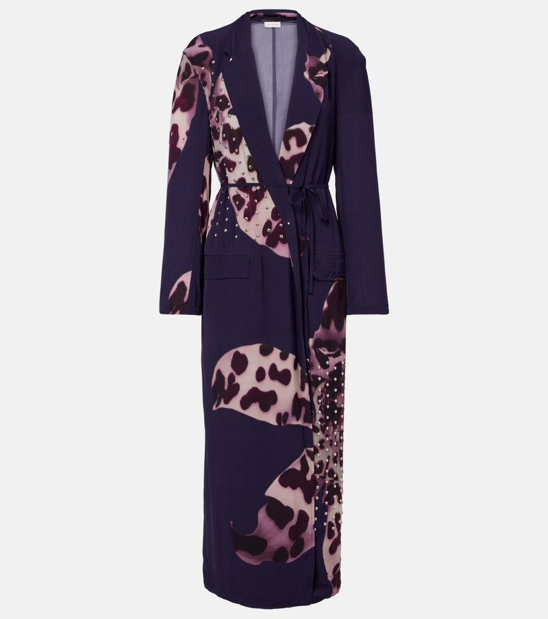 Printed embellished wrap dress - 1