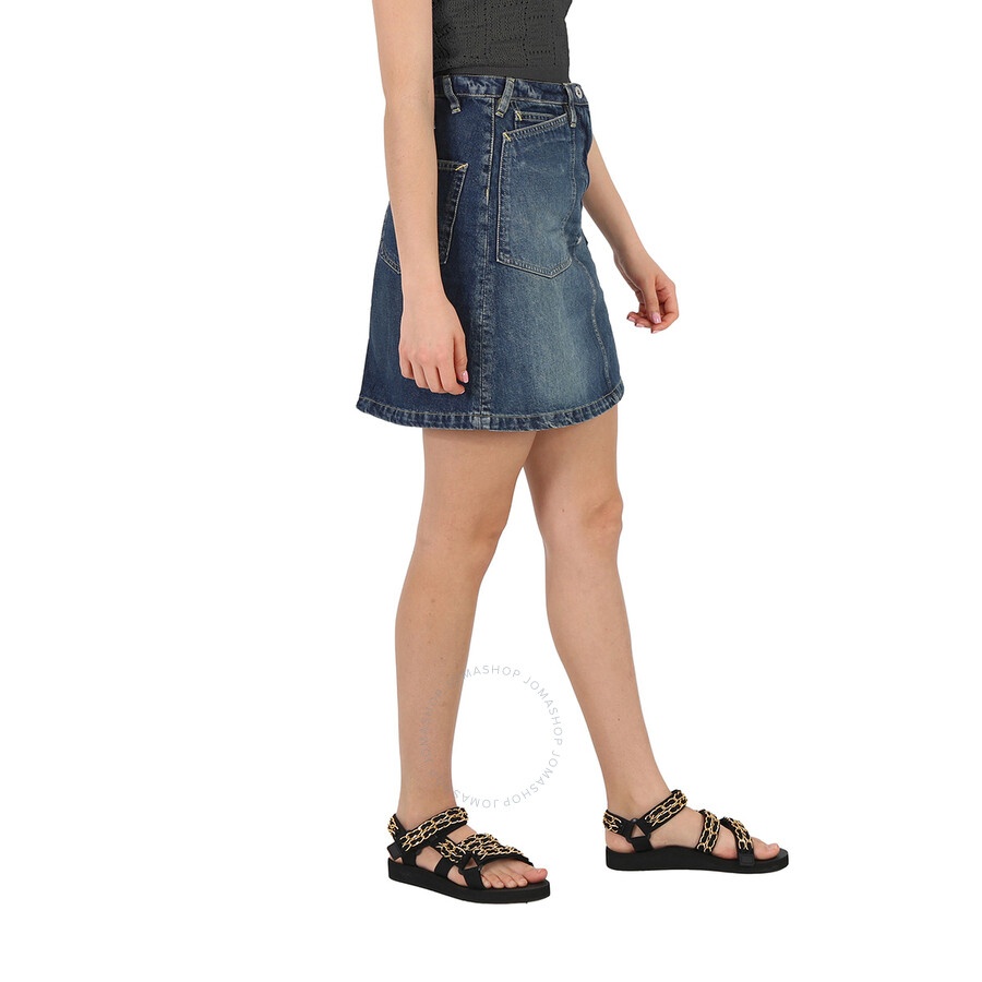 Kenzo Dark Stone Blue Denim Flared Mini Skirt - 2