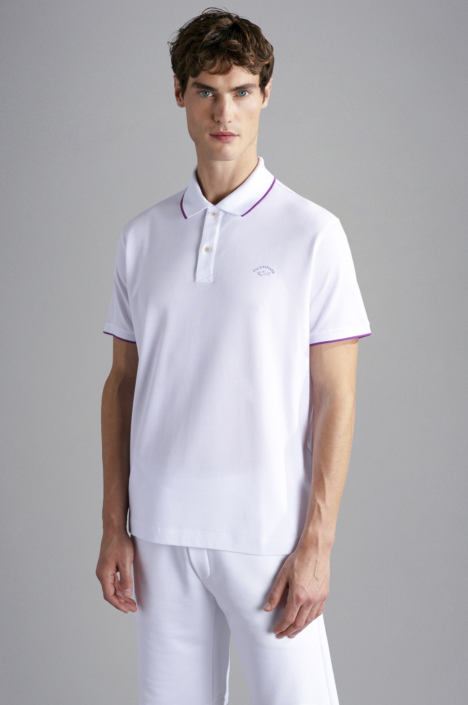 COTTON PIQUE POLO SHIRT WITH REFLEX PRINT - 6