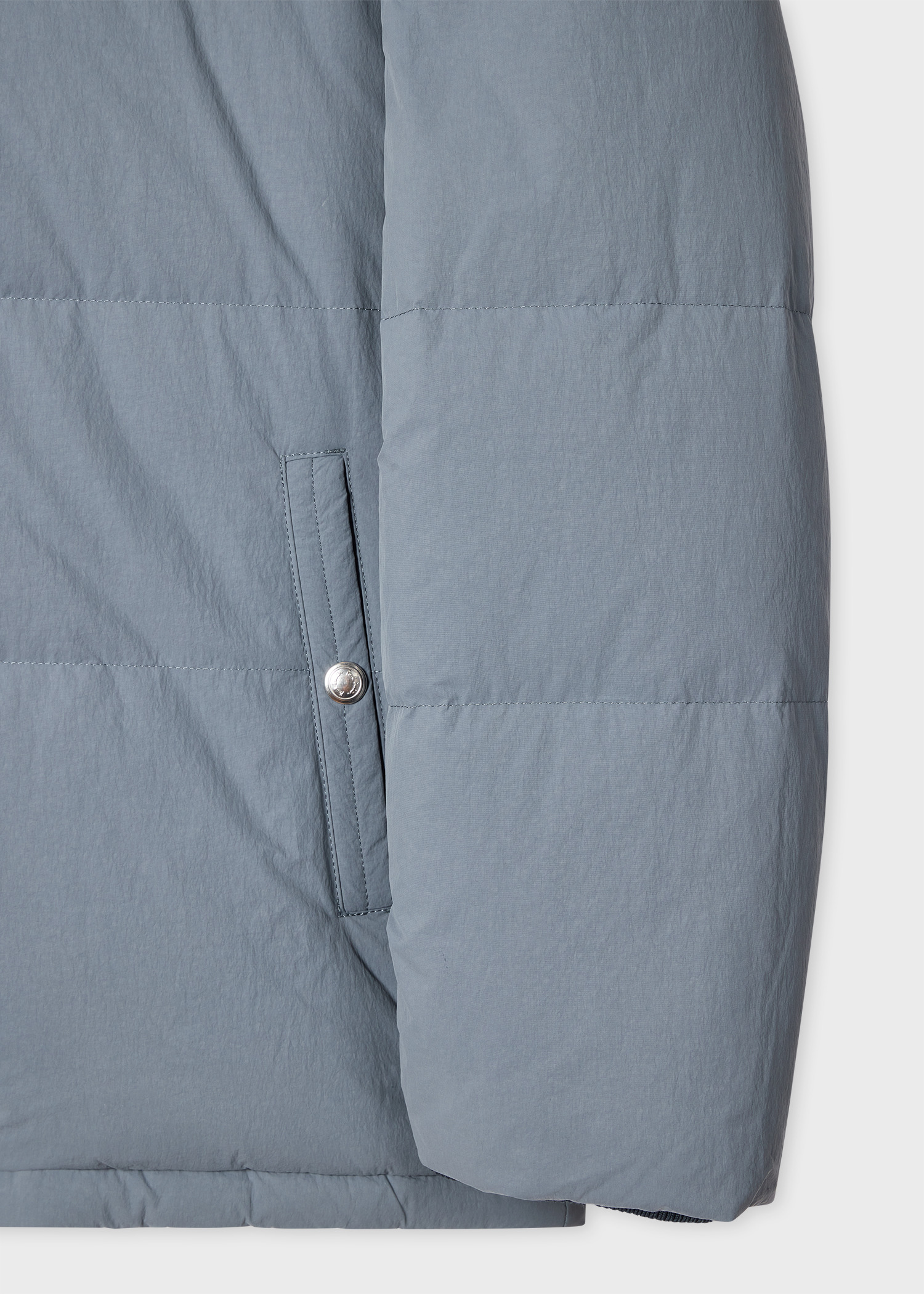 Light Blue Down Jacket with Detachable Hood - 3