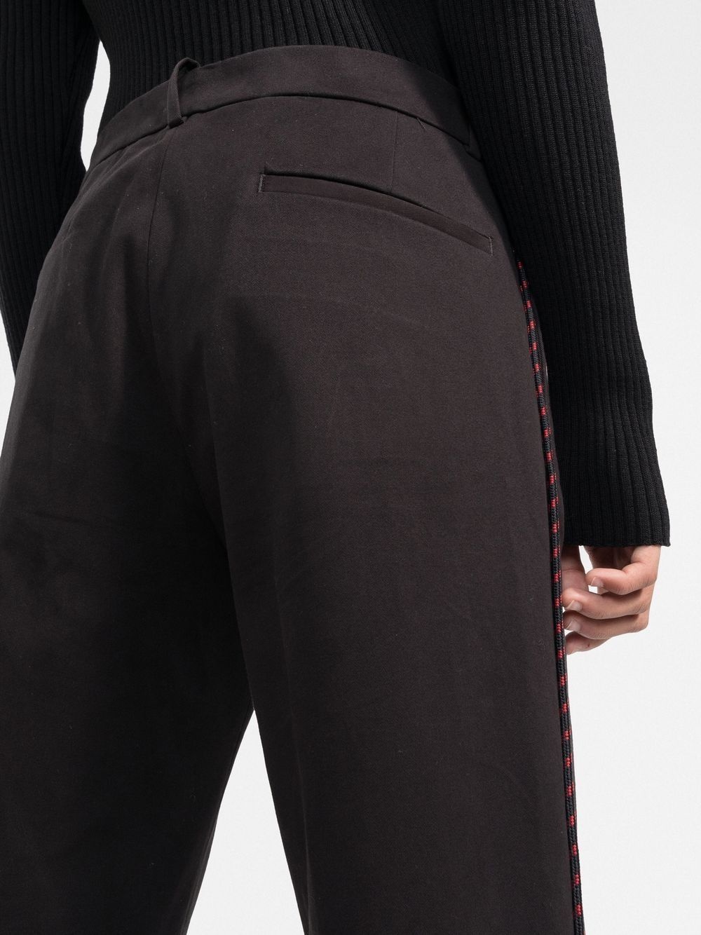 piped-trim straight-leg trousers - 5