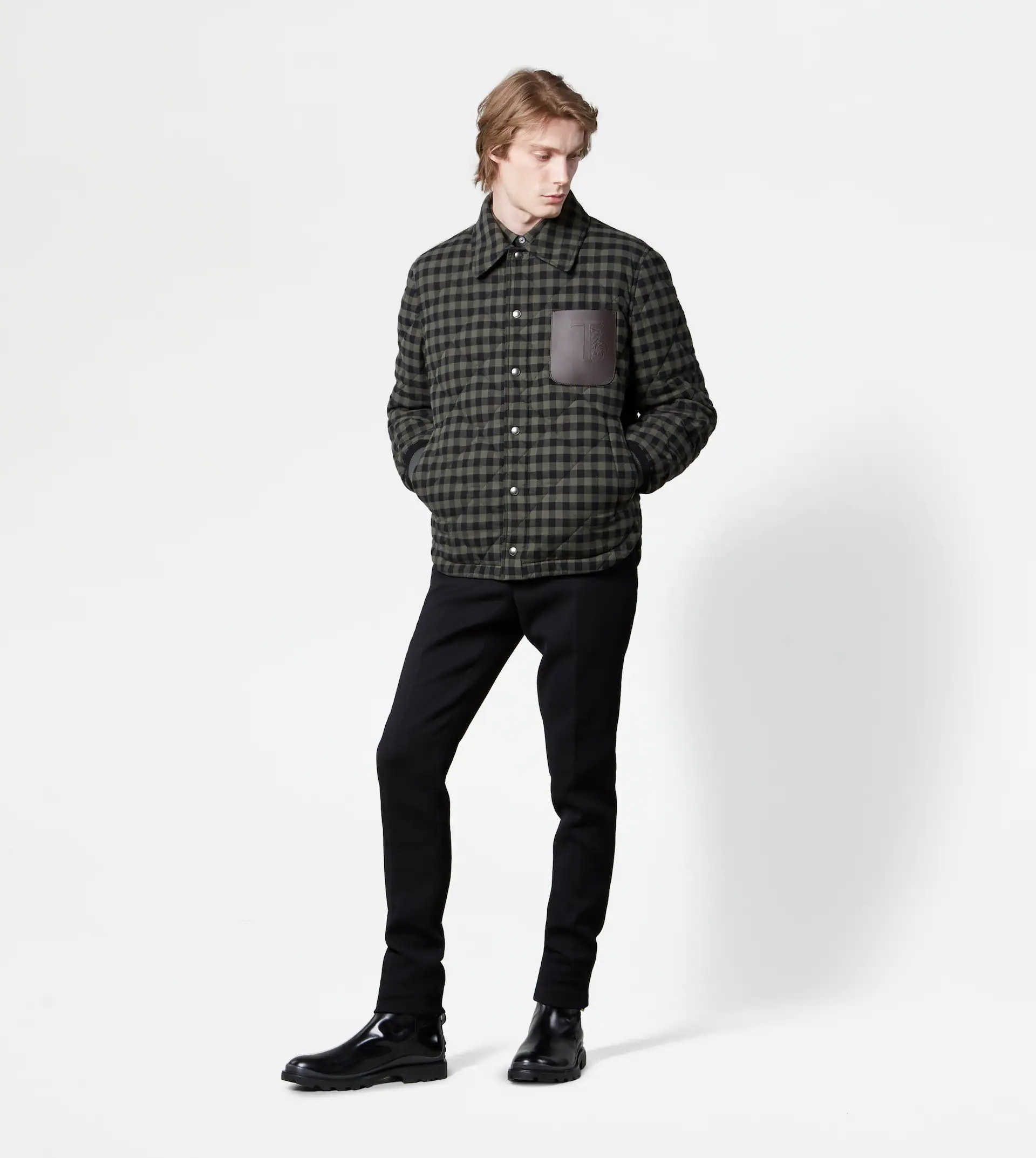 QUILTED OVERSHIRT IN VICHY FLANNEL - GREEN, BLACK - 2