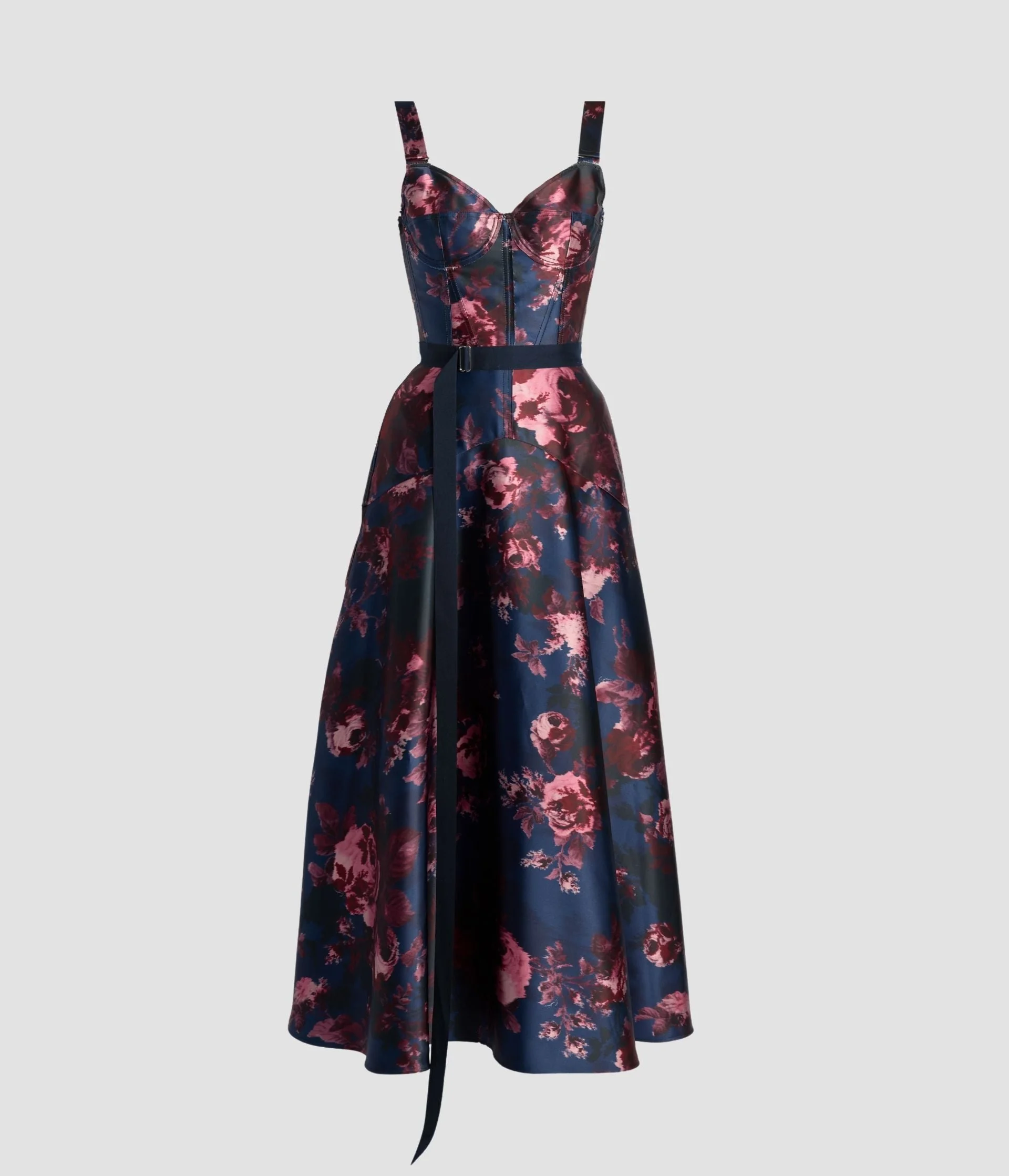 FLORAL DUCHESS SLEEVELESS MIDI DRESS - 1