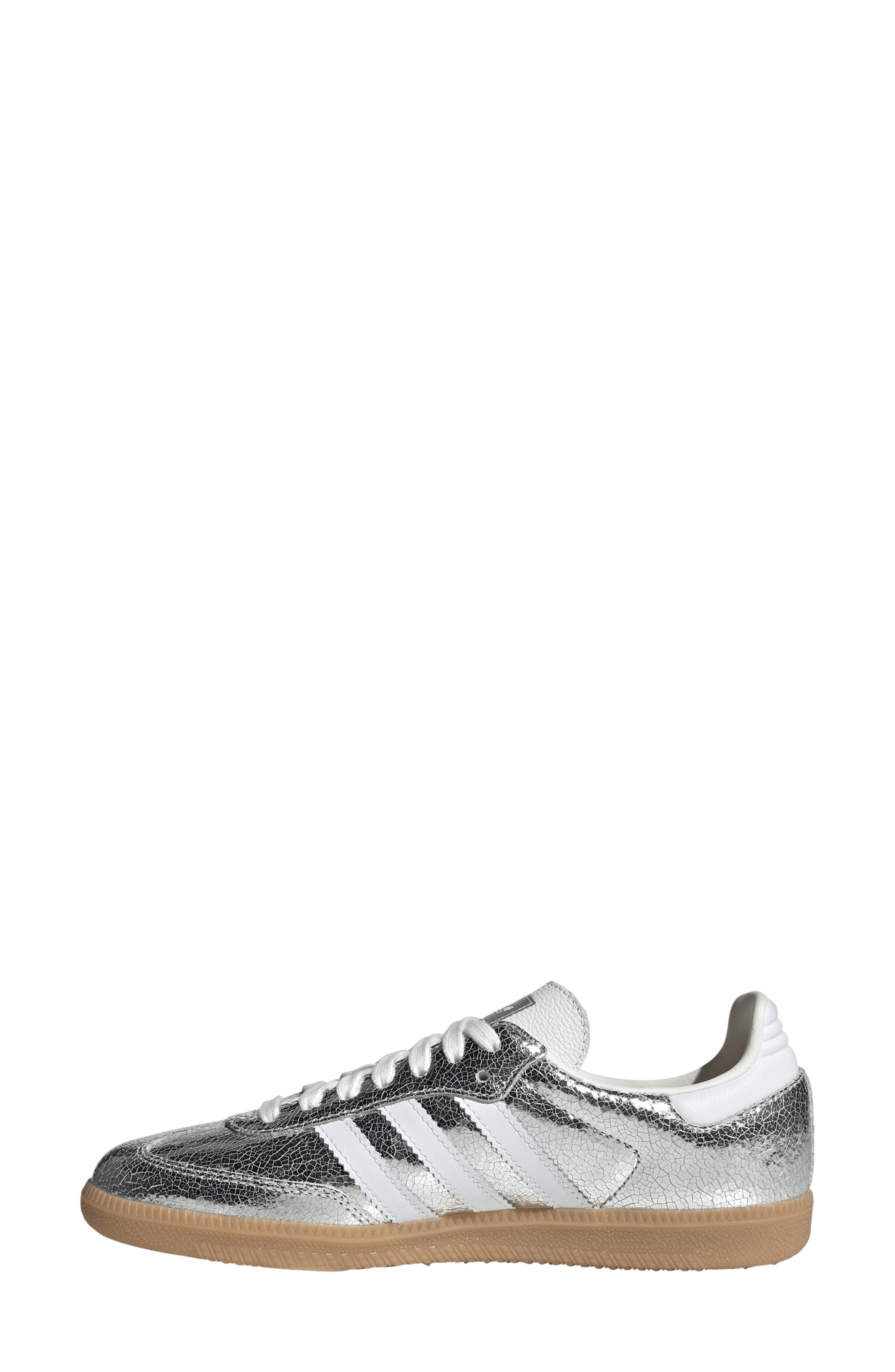 adidas Samba OG Sneaker in Silver Metallic/White/White at Nordstrom - 6