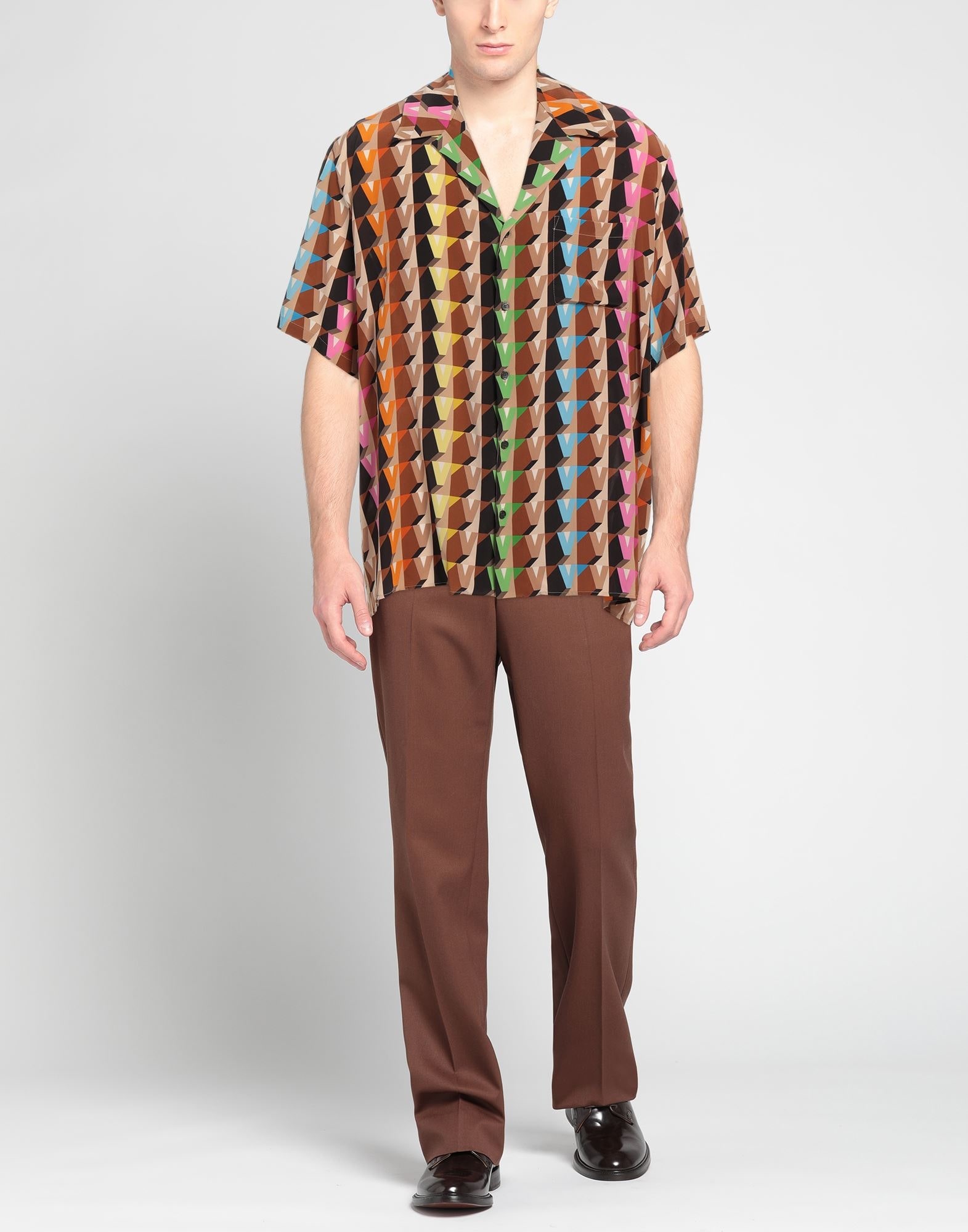 Brown Men's Patterned Shirt - 2