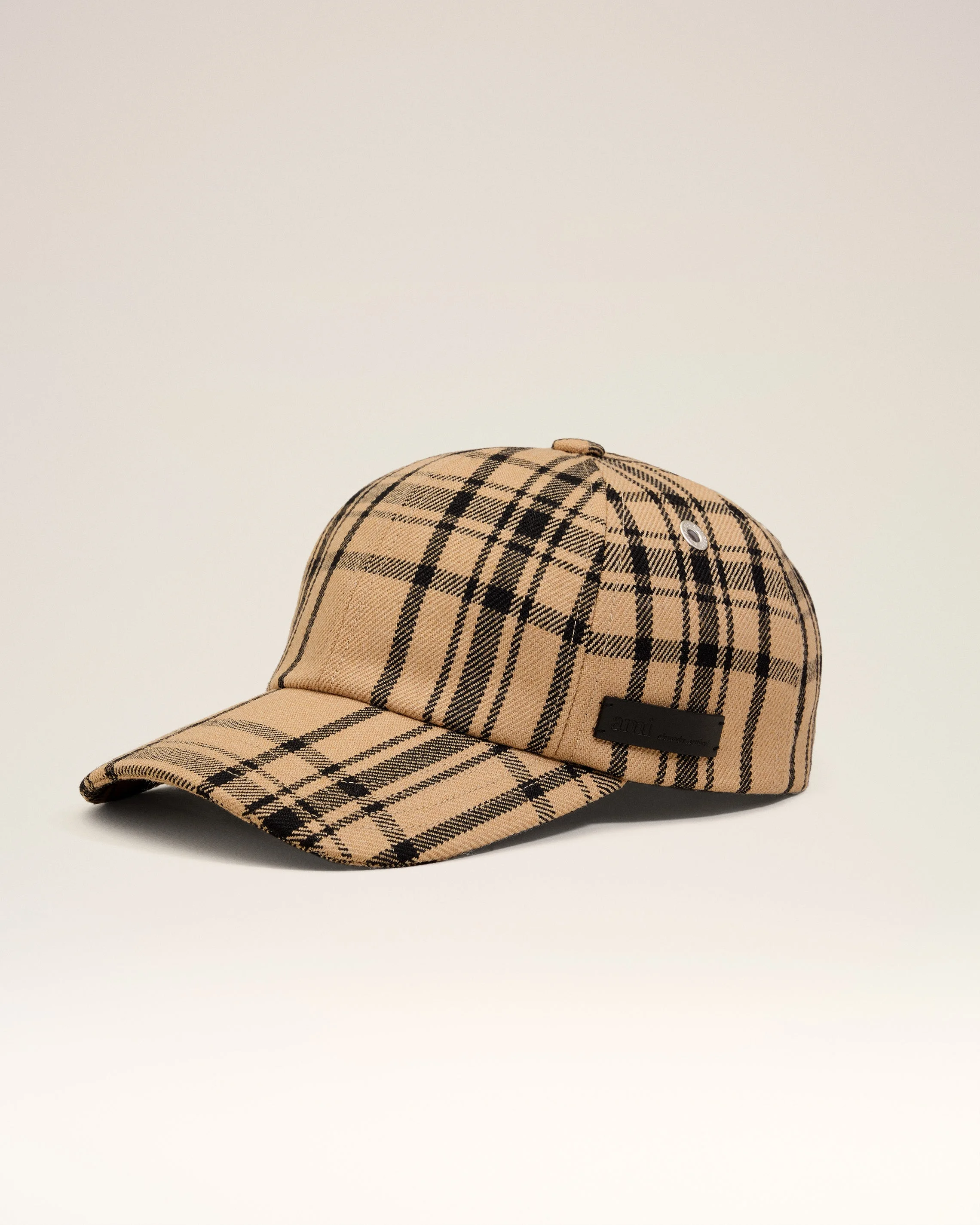 BROWN WOOL CHECKED PATCH CAP - 1