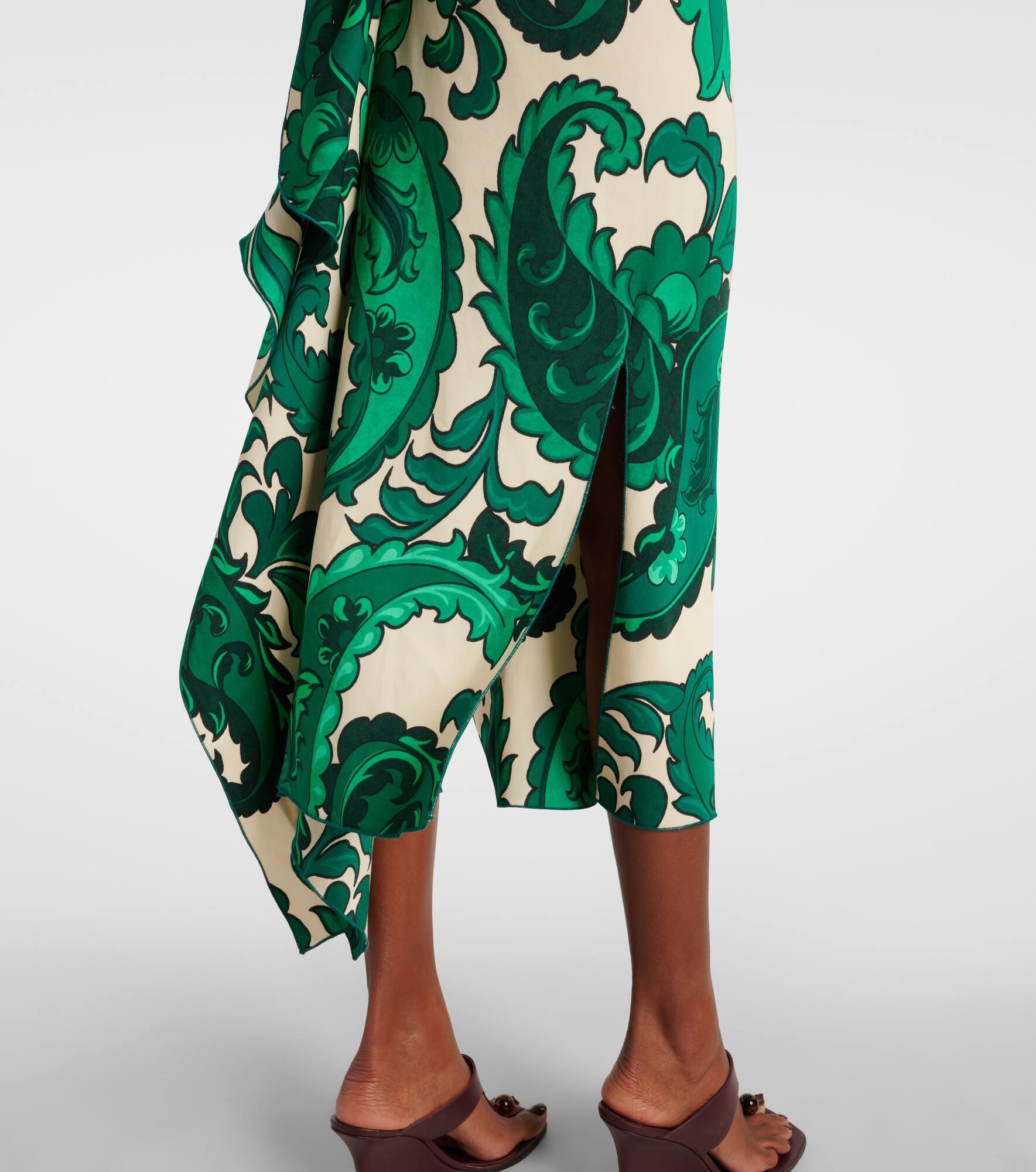 Paisley ruffled midi skirt - 5