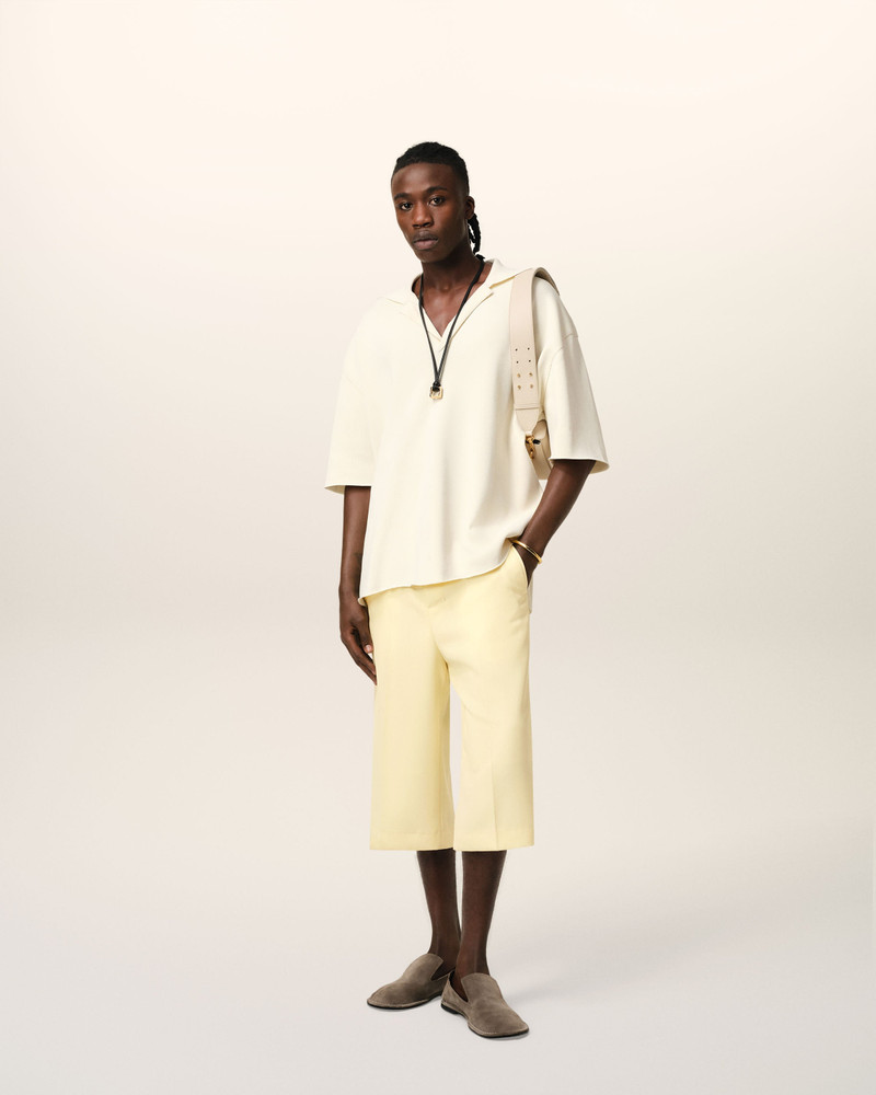 YELLOW WOOL WIDE BERMUDA 1