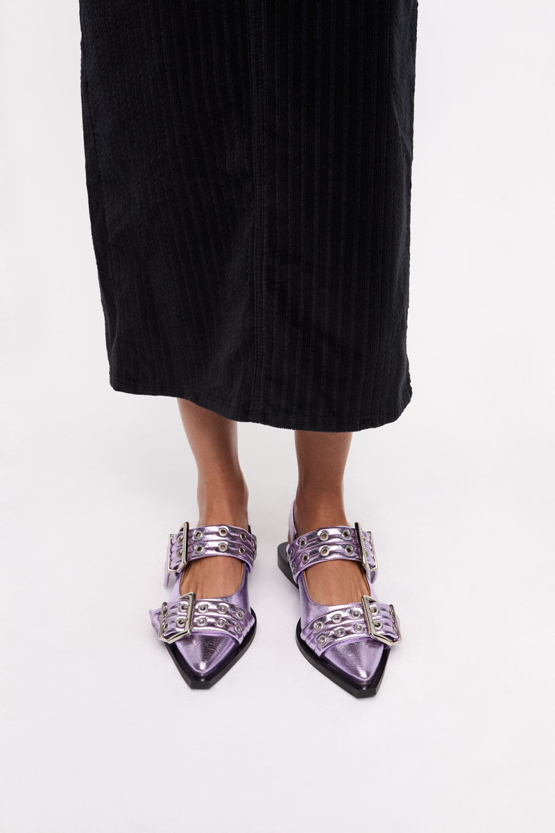 PINK METALLIC FEMININE BUCKLE BALLERINAS 4