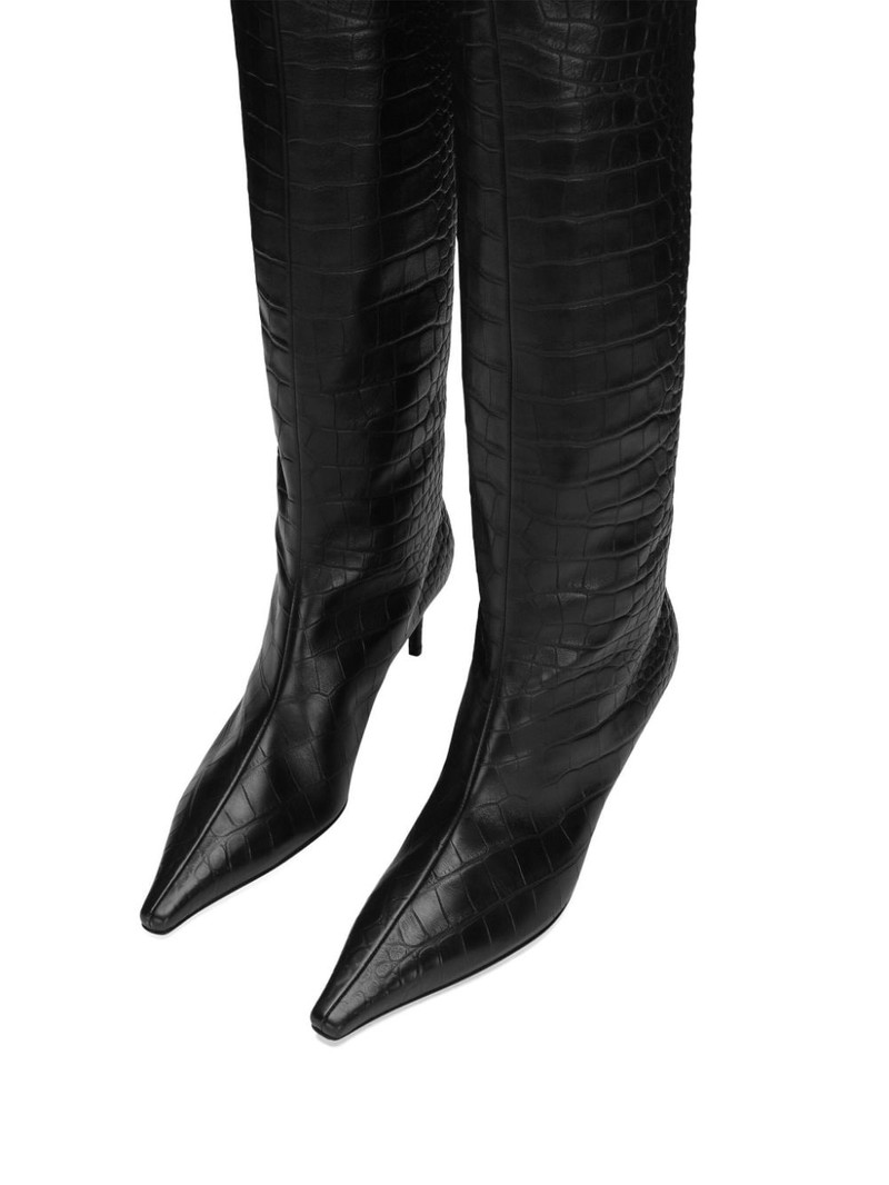 crocodile-embossed leather boots 4