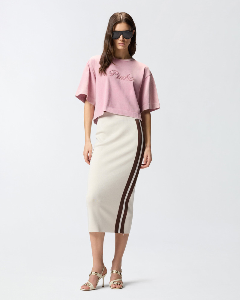SLIM-FITTING MIDI SKIRT WITH CONTRASTING BANDS 3