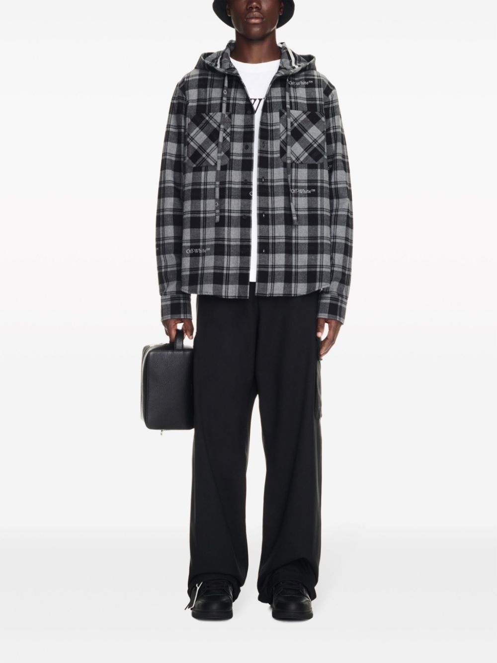 checked hooded shirt - 2