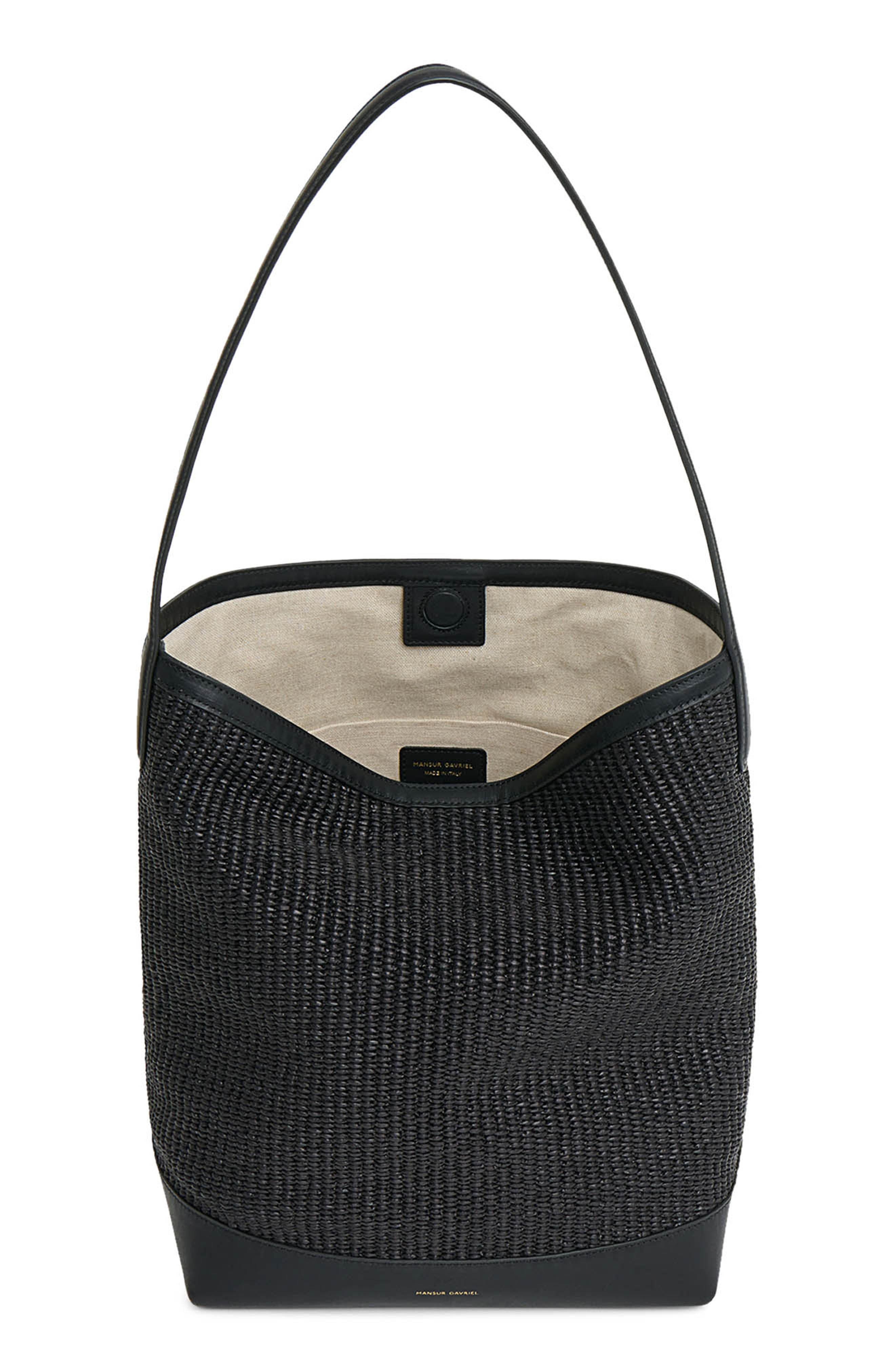 Mansur Gavriel Everyday Cabas Raffia Bag in Black/Black at Nordstrom - 3