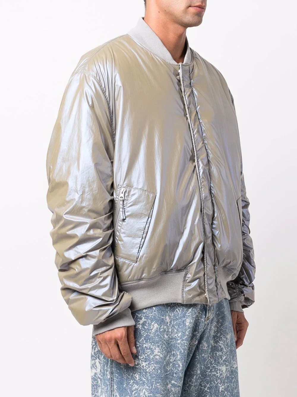 metallic-effect padded bomber jacket - 5