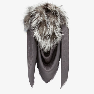 FENDI Gray silk and wool shawl outlook